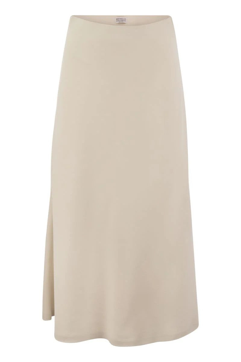 BRUNELLO CUCINELLI WOMEN'S LIGHT BEIGE FLUID SKIRT