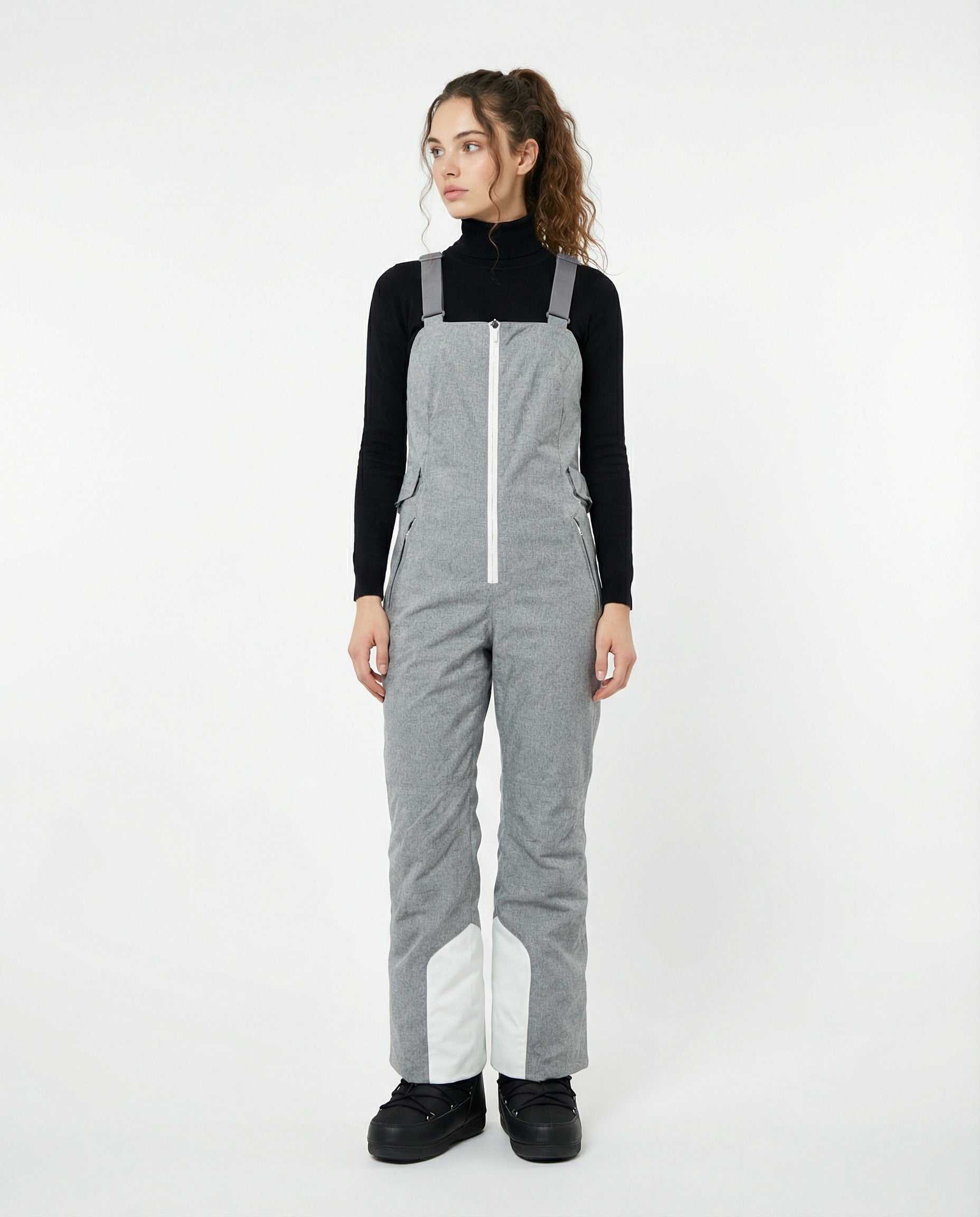 BRUNELLO CUCINELLI WOMEN'S LIGHT GREY VIRGIN WOOL SKI OVERALLS