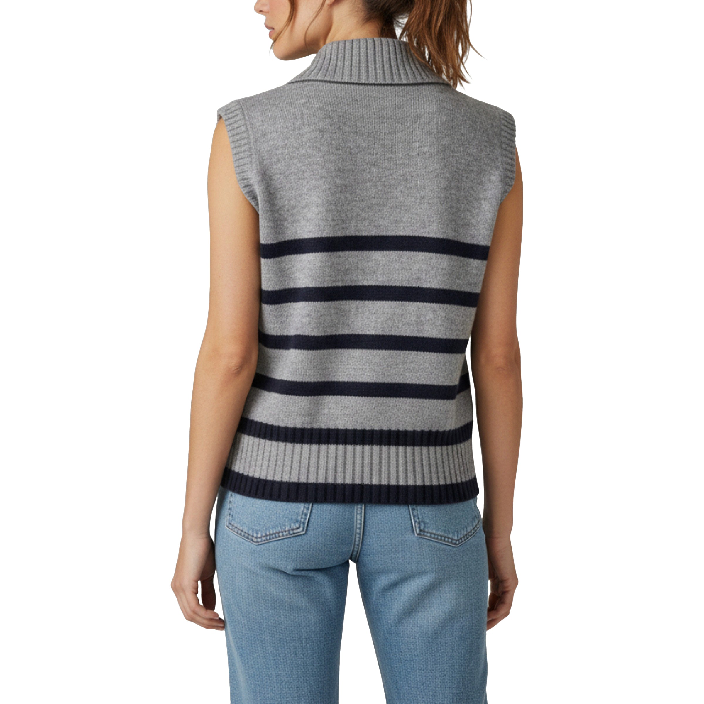 BRUNELLO CUCINELLI WOMEN'S LIGHT GREY CASHMERE SLEEVELESS SWEATER