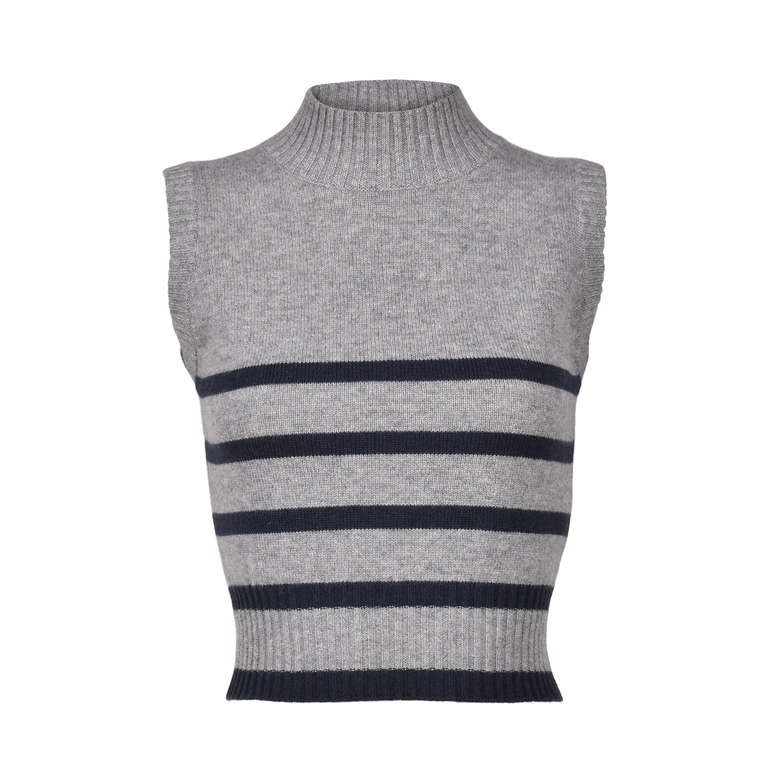 BRUNELLO CUCINELLI WOMEN'S LIGHT GREY CASHMERE SLEEVELESS SWEATER
