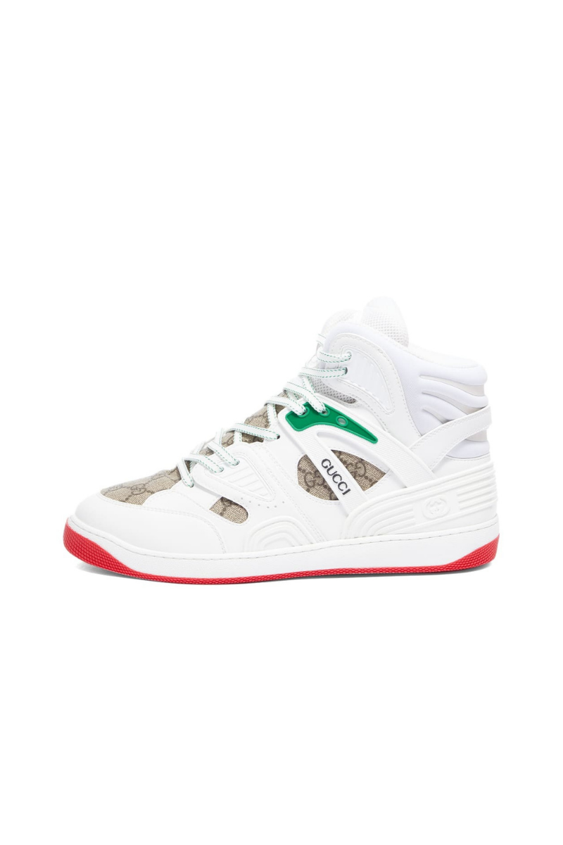 Gucci Men's Basket High-Top Sneakers (Grey/White)