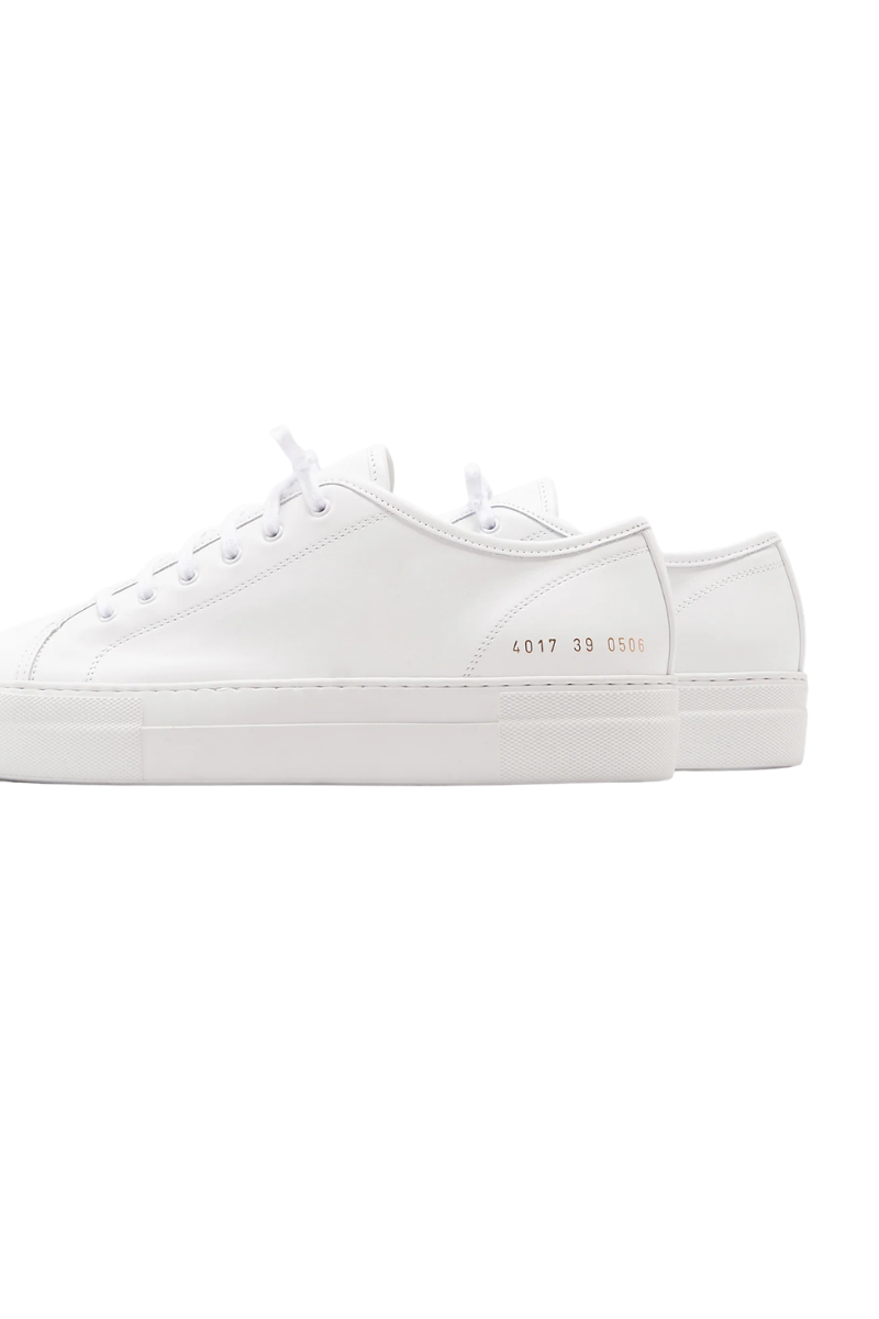 Common Projects Tournament Low Super In Leather Womens 4017-White