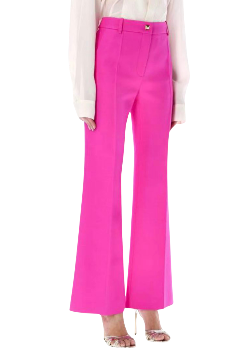 Valentino Solid Button Accent Straight Casual Pants Pink PP 2B3RB5601CF_UWT
