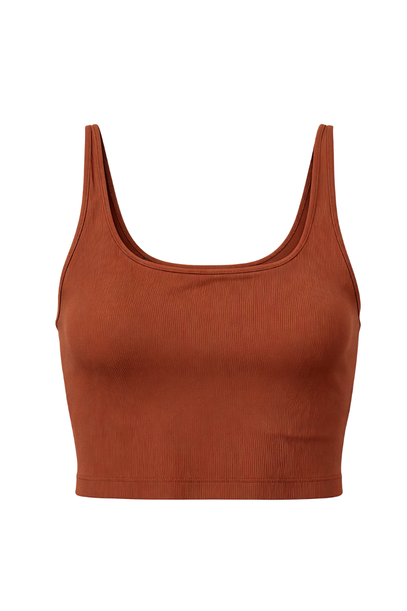 Bandier Rib Tempo Crop Bra Cherry Mahogany BND10195