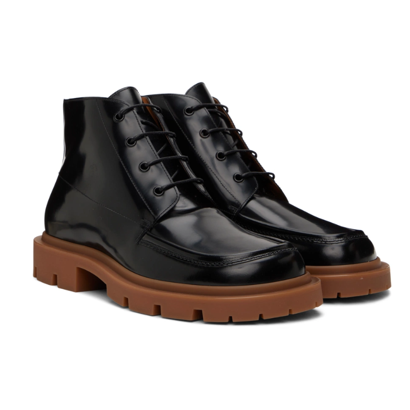 Mens | Maison Margiela Black Leather Lace-Up Boots