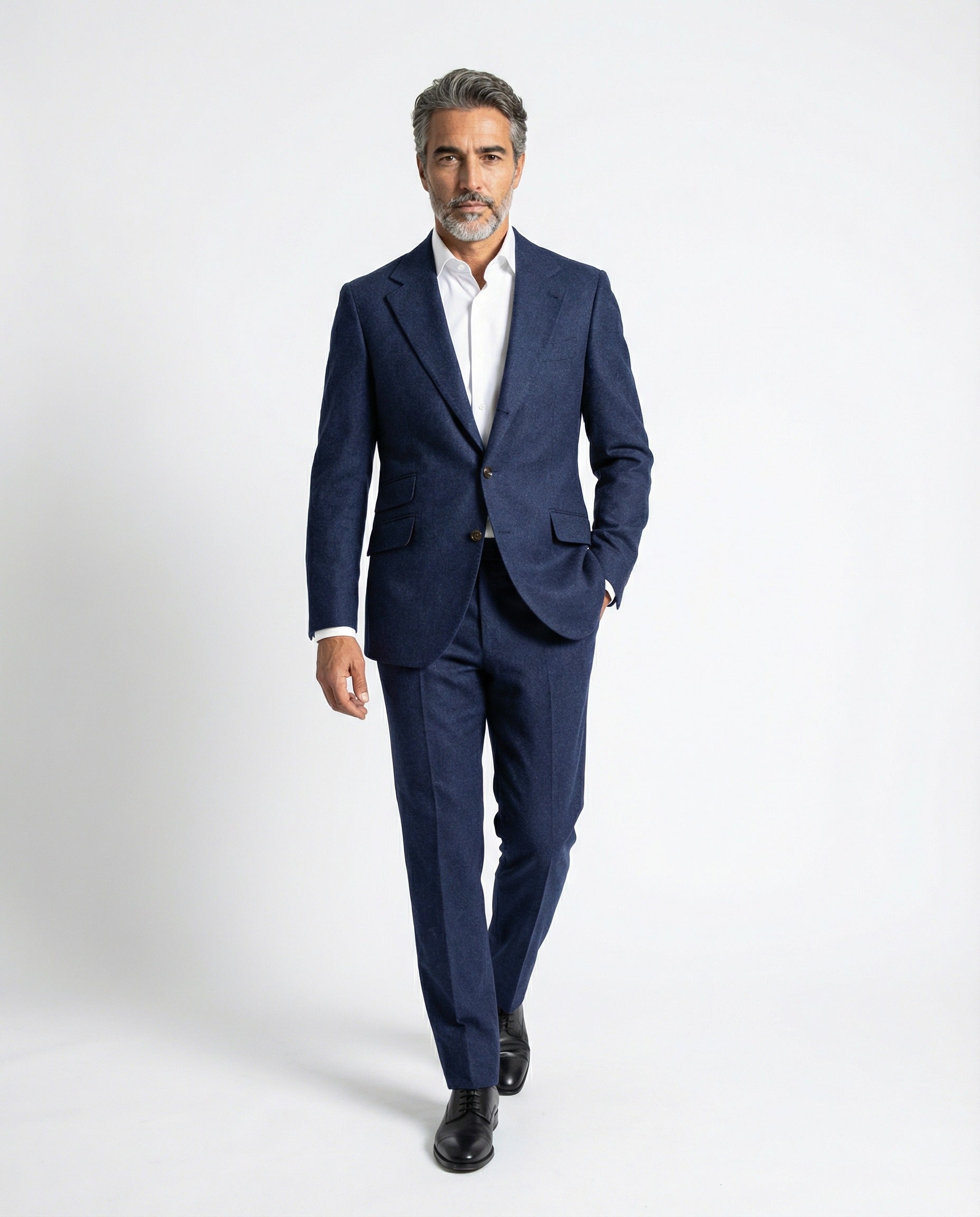 BRUNELLO CUCINELLI MEN'S DENIM CASHMERE WOOL BLEND SUIT