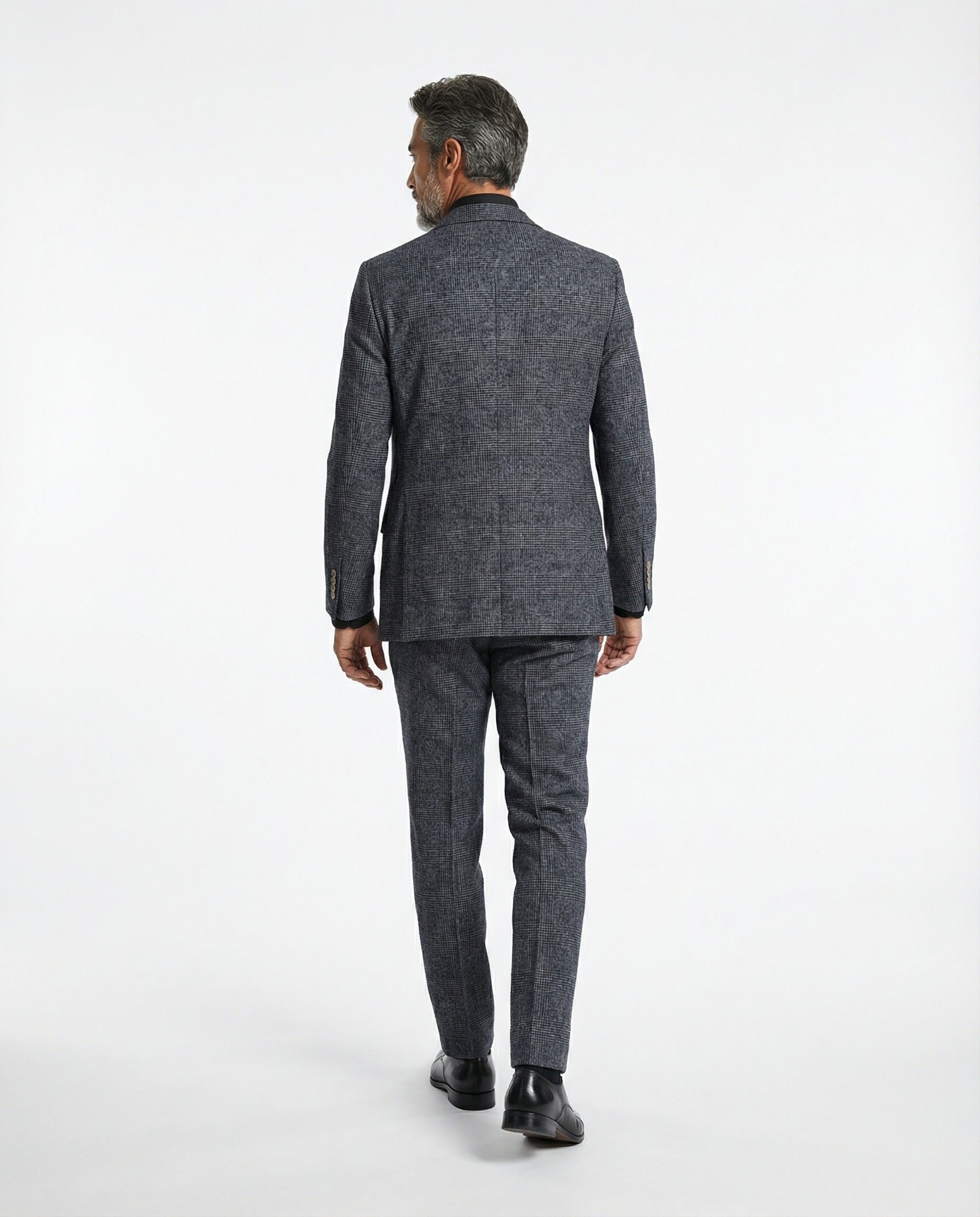 BRUNELLO CUCINELLI MEN'S DENIM CHECK WOOL BLEND SUIT