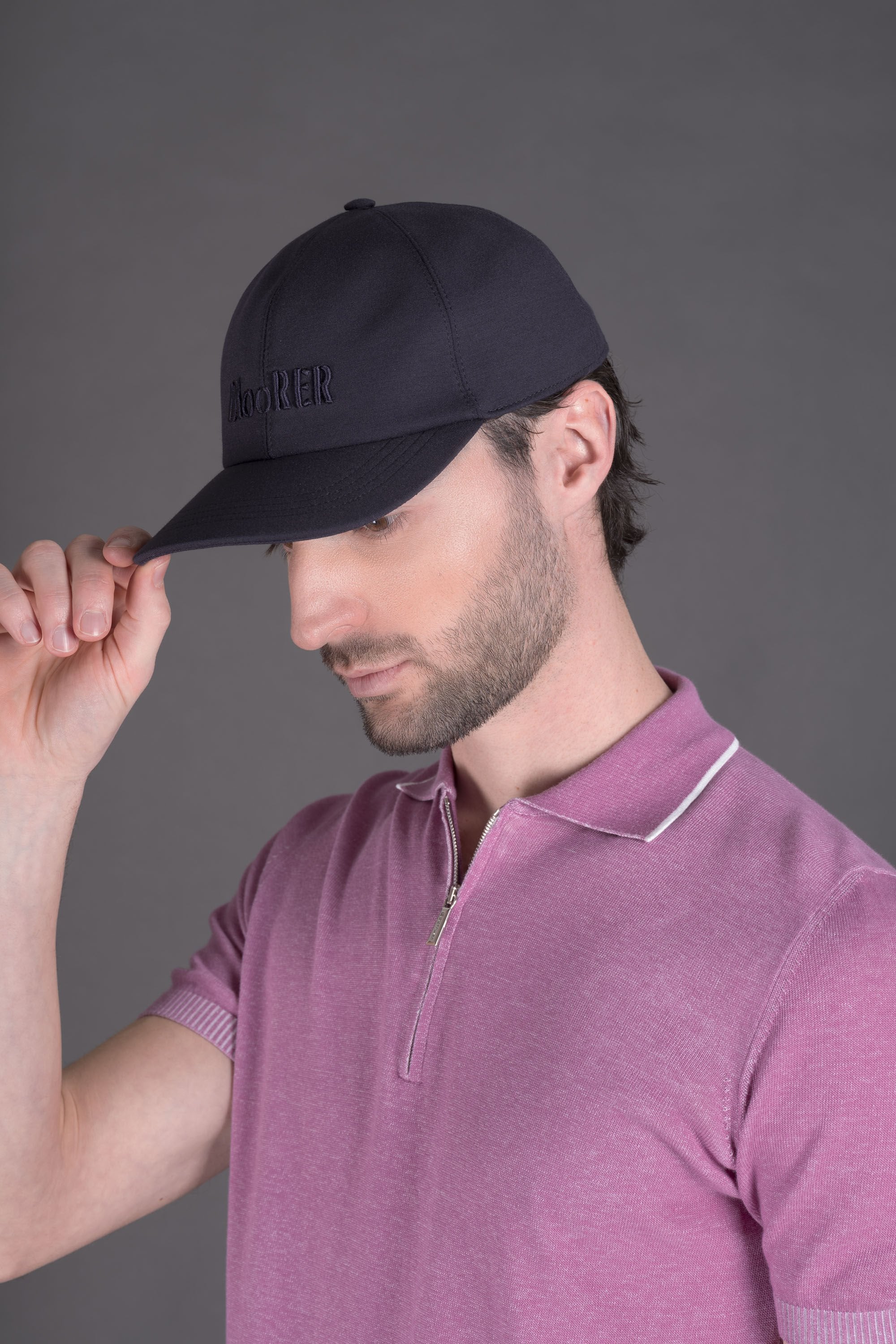 MOORER MEN'S NAVY BASEBALL CAP WITH EMBROIDERY