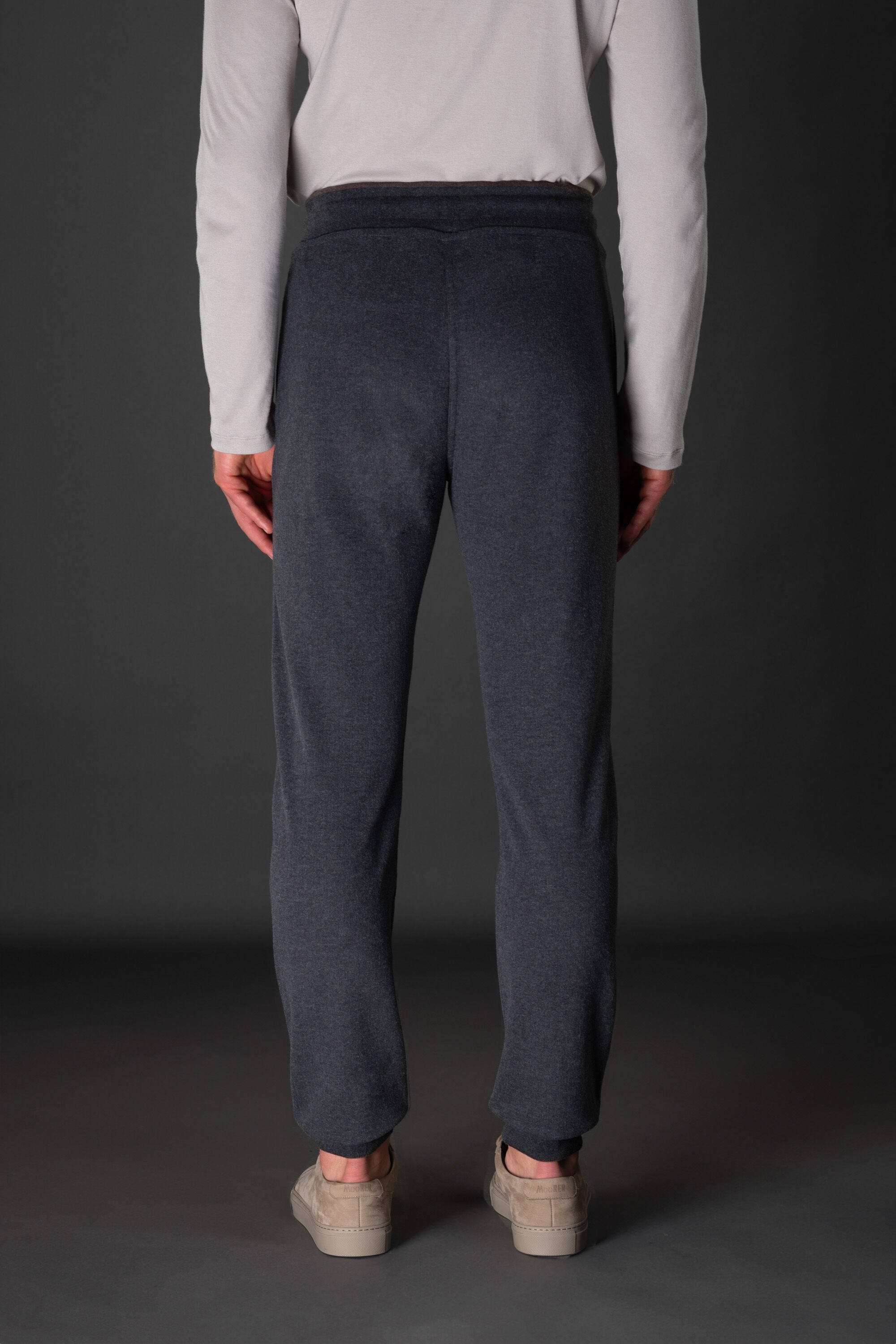 MOORER MEN'S DARK GREY KNIT TROUSERS