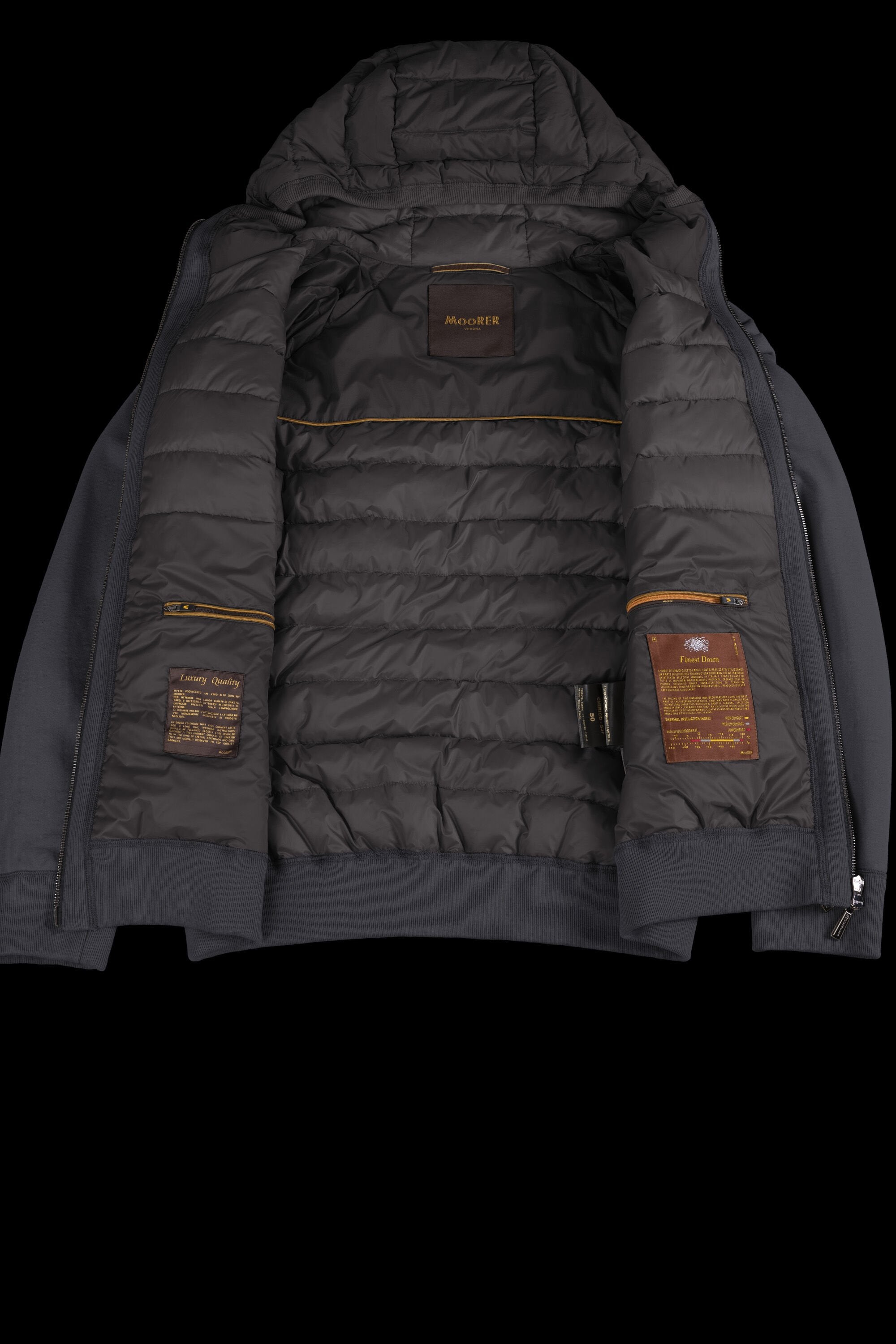 MOORER MEN'S ANTHRACITE QUILTED HOODED JACKET