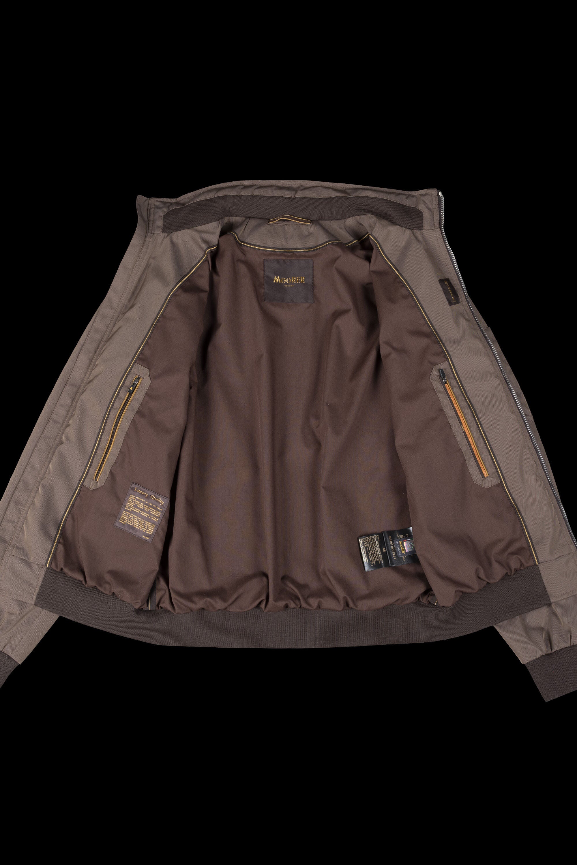 MOORER MEN'S BROWN BOMBER JACKET WITH POCKETS