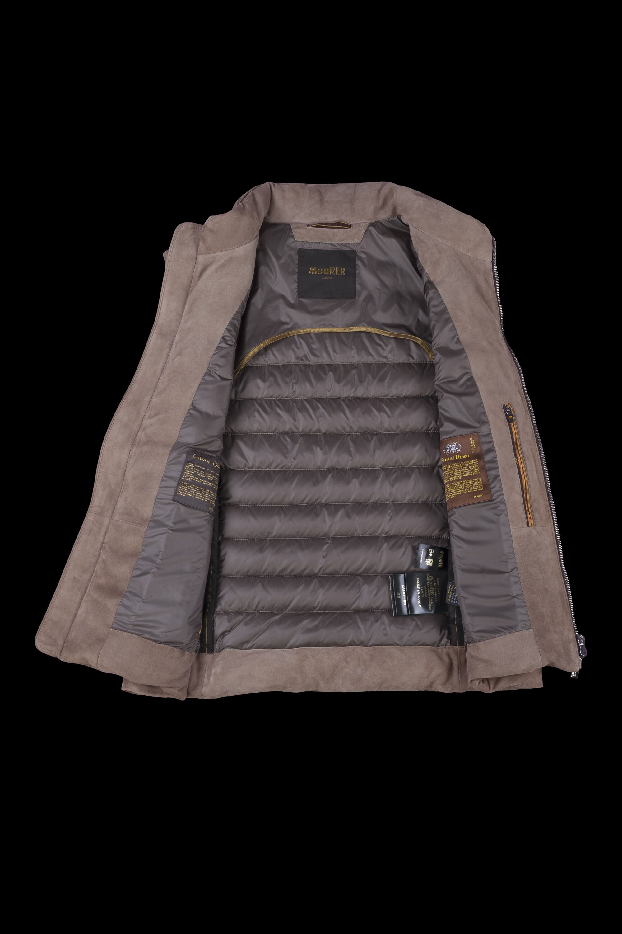 MOORER MEN'S TAUPE QUILTED ZIP-UP VEST