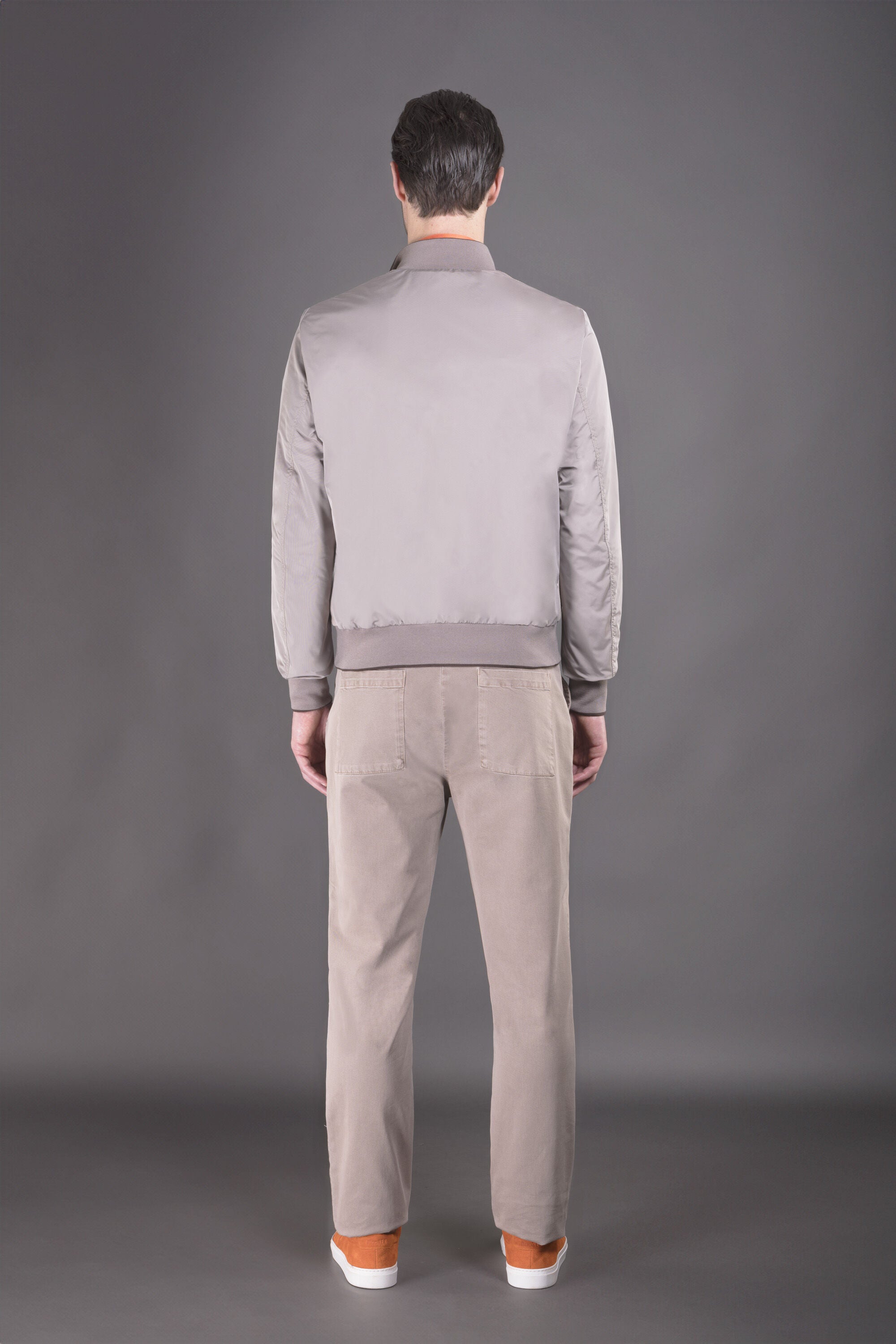 MOORER MEN'S LIGHT GRAY TWO-TONE BOMBER JACKET