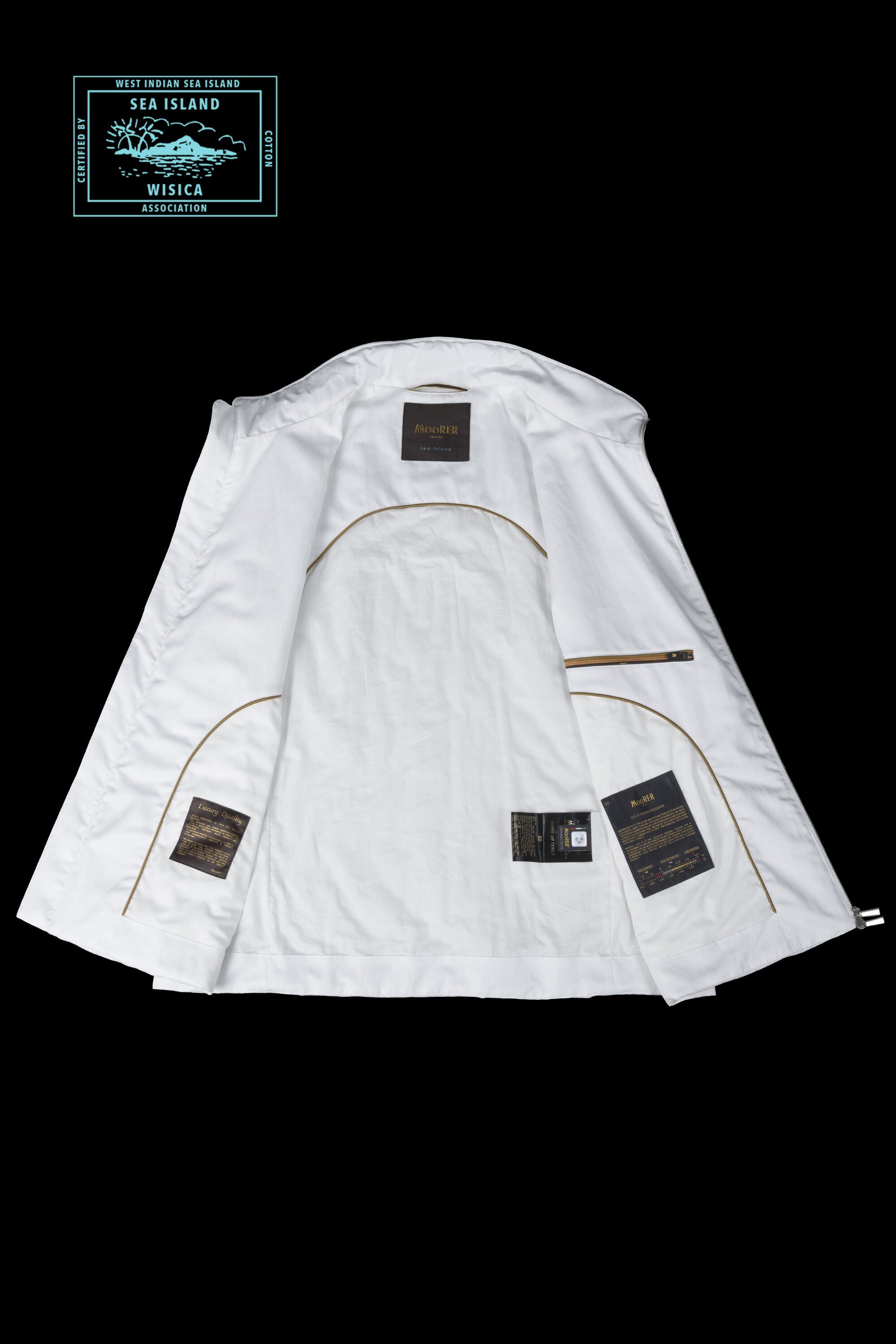 MOORER MEN'S WHITE SLEEVELESS ZIP-UP VEST