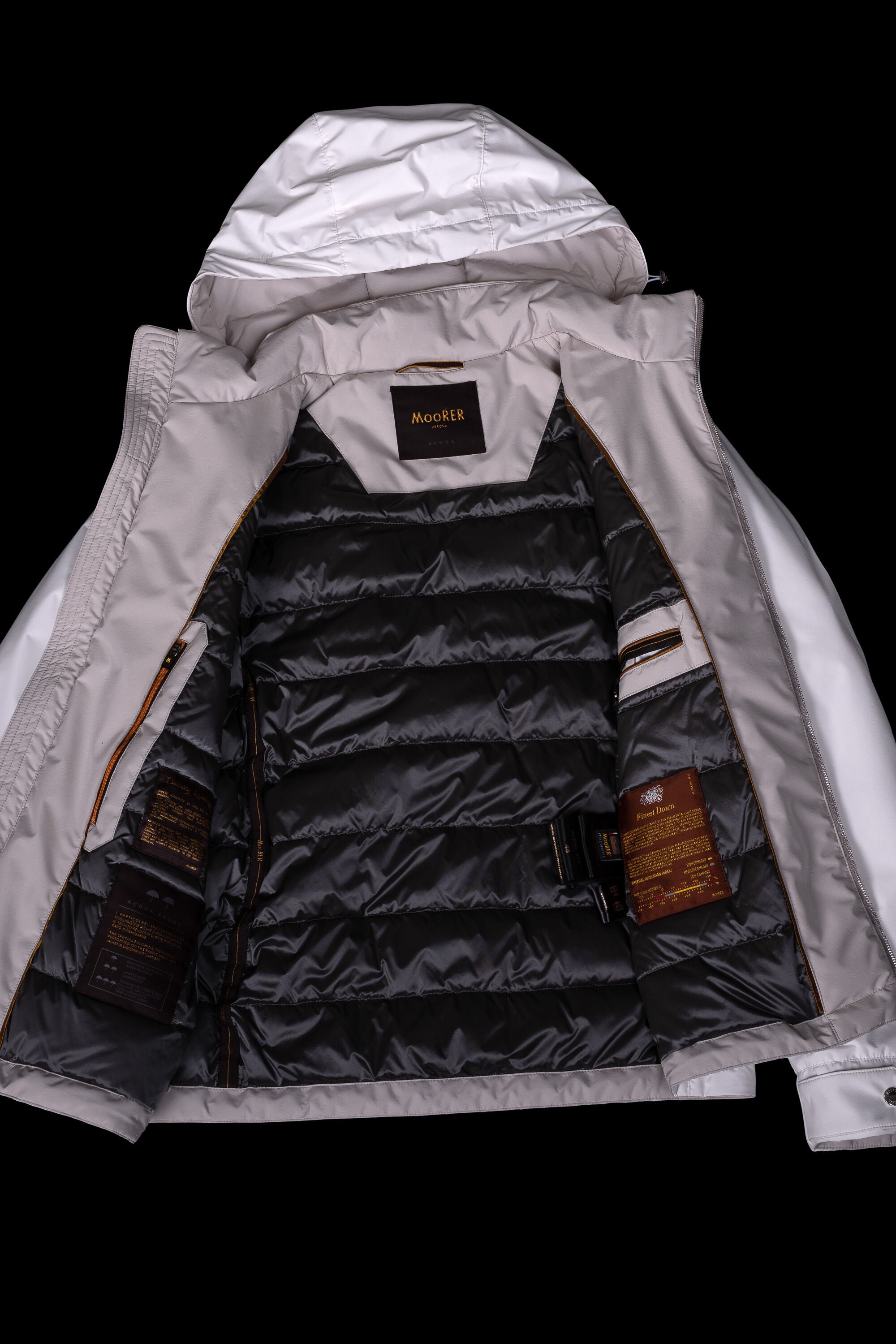MOORER MEN'S WHITE HOODED ZIP JACKET