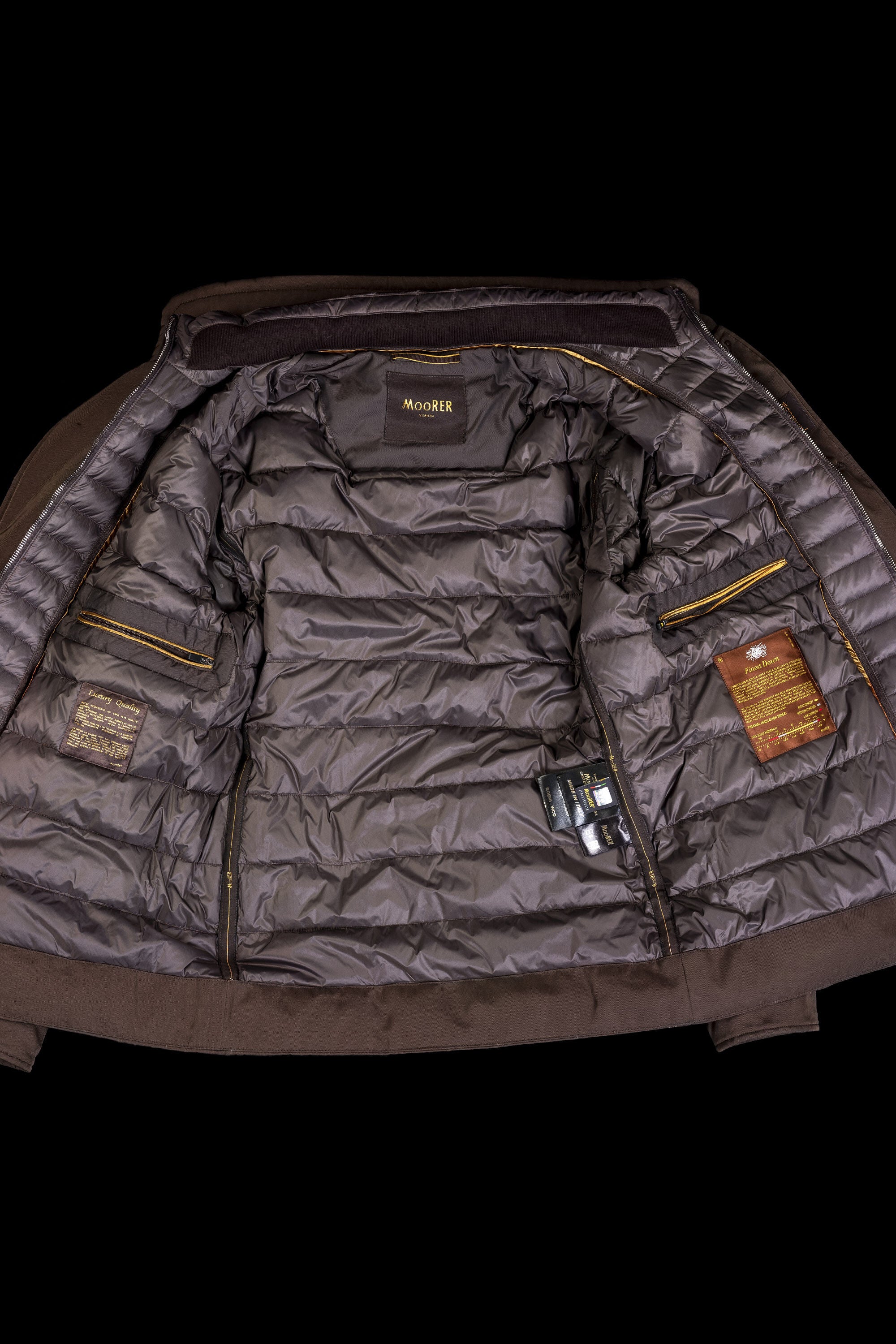MOORER MEN'S BROWN DOUBLE-BREASTED PEACOAT