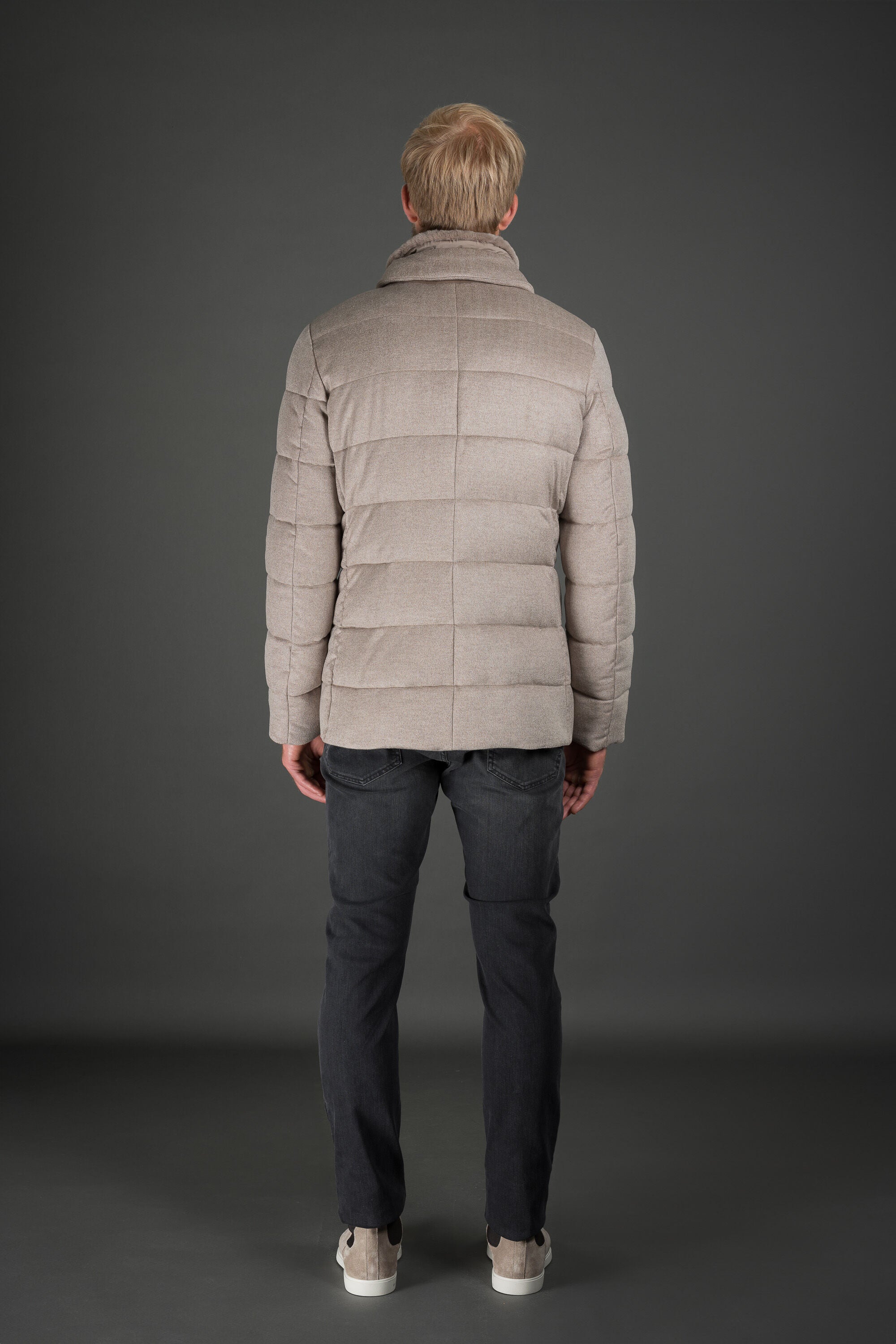 MOORER MEN'S CAMEL QUILTED JACKET WITH BUTTONS