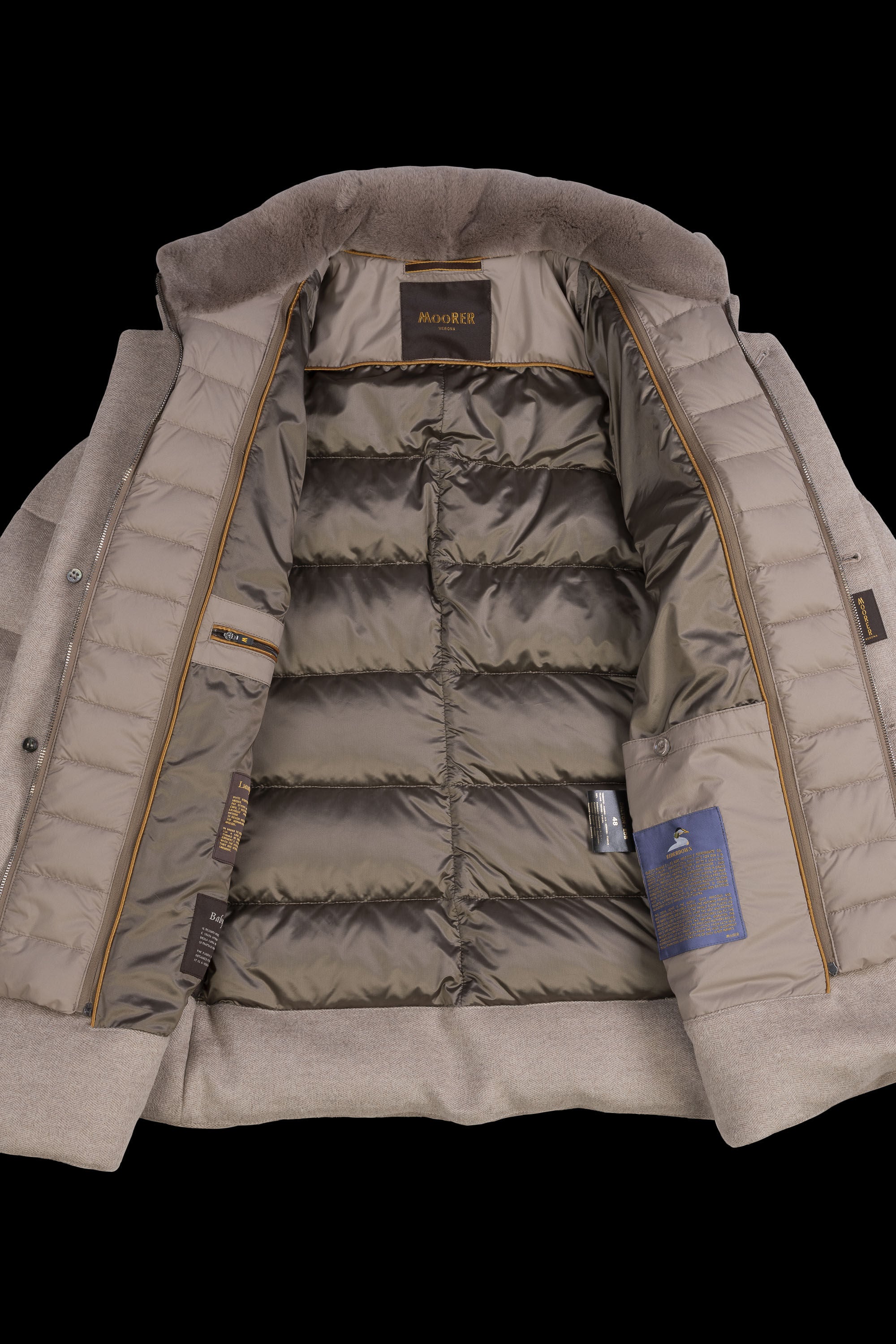 MOORER MEN'S CAMEL QUILTED JACKET WITH BUTTONS