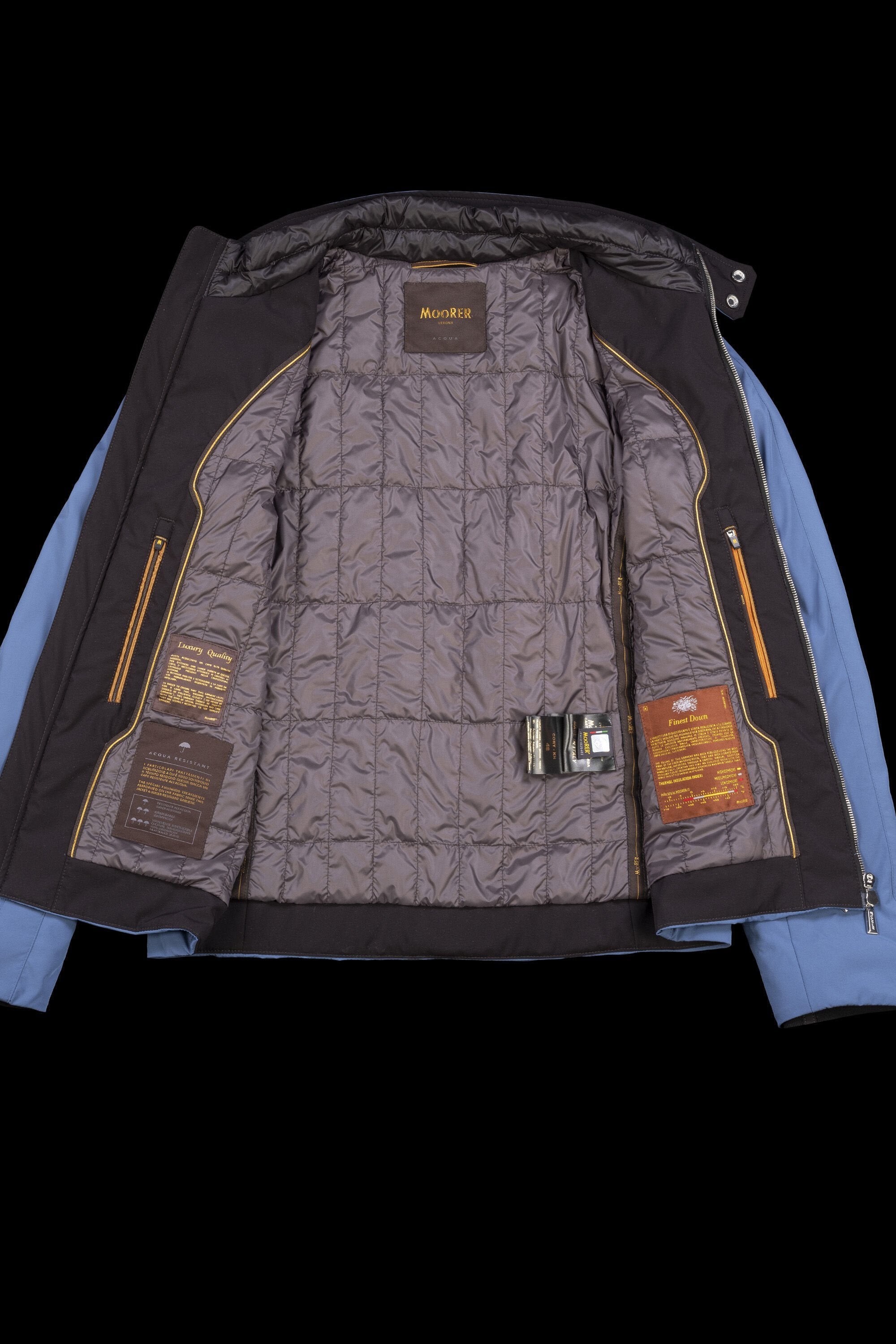 MOORER MEN'S INDIGO QUILTED PADDED JACKET