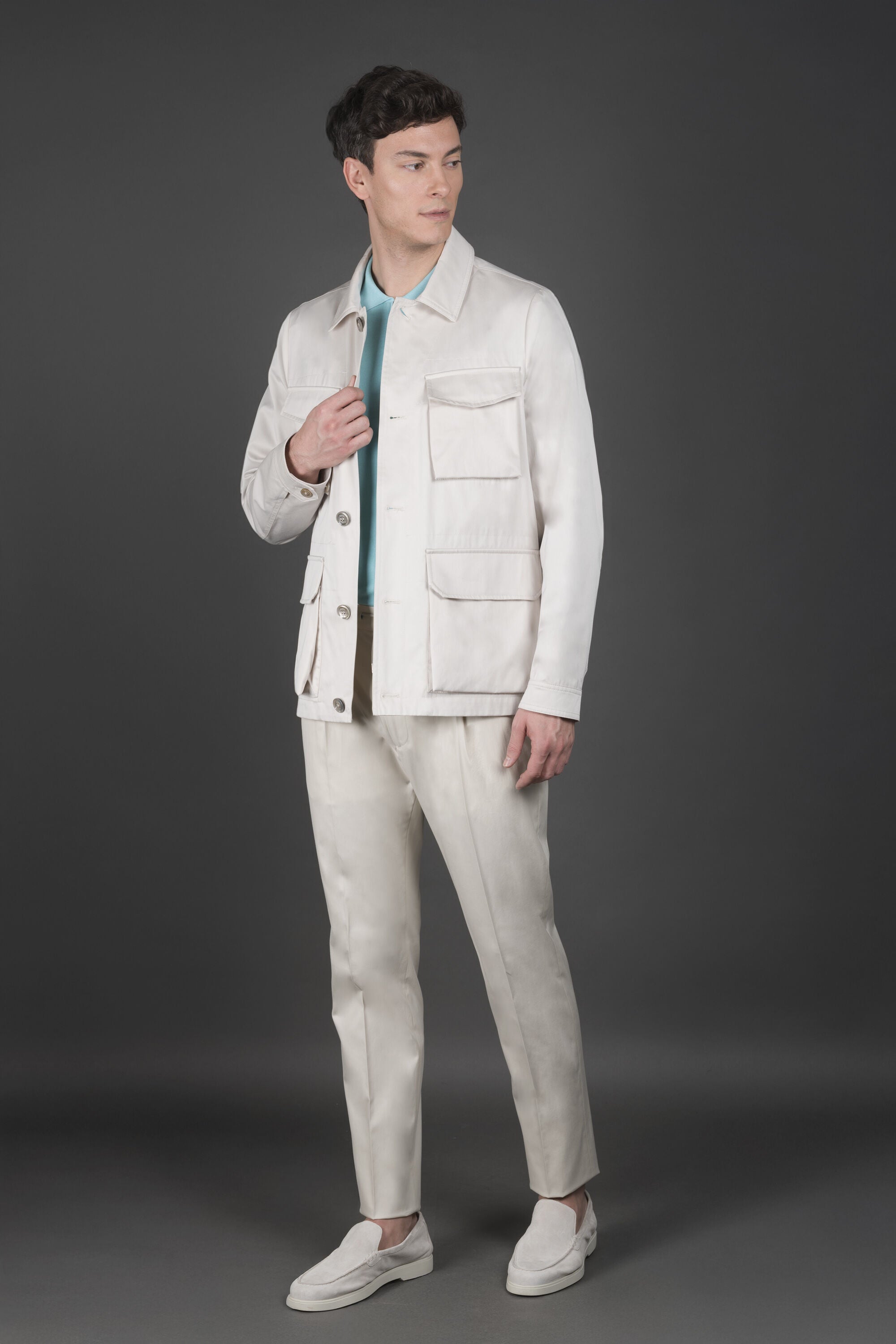 MOORER MEN'S OFF WHITE RELAXED JACKET
