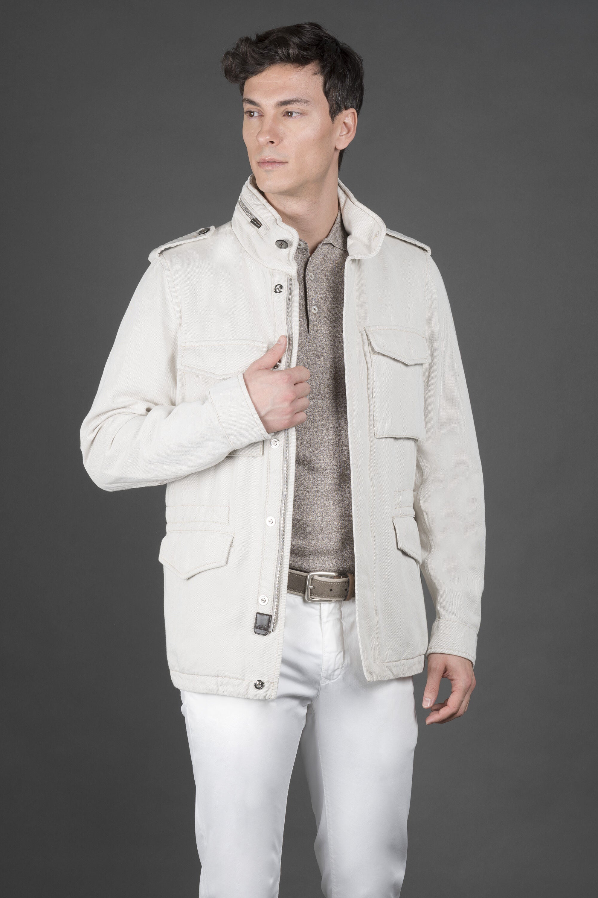 MOORER MEN'S OFF WHITE FIELD JACKET