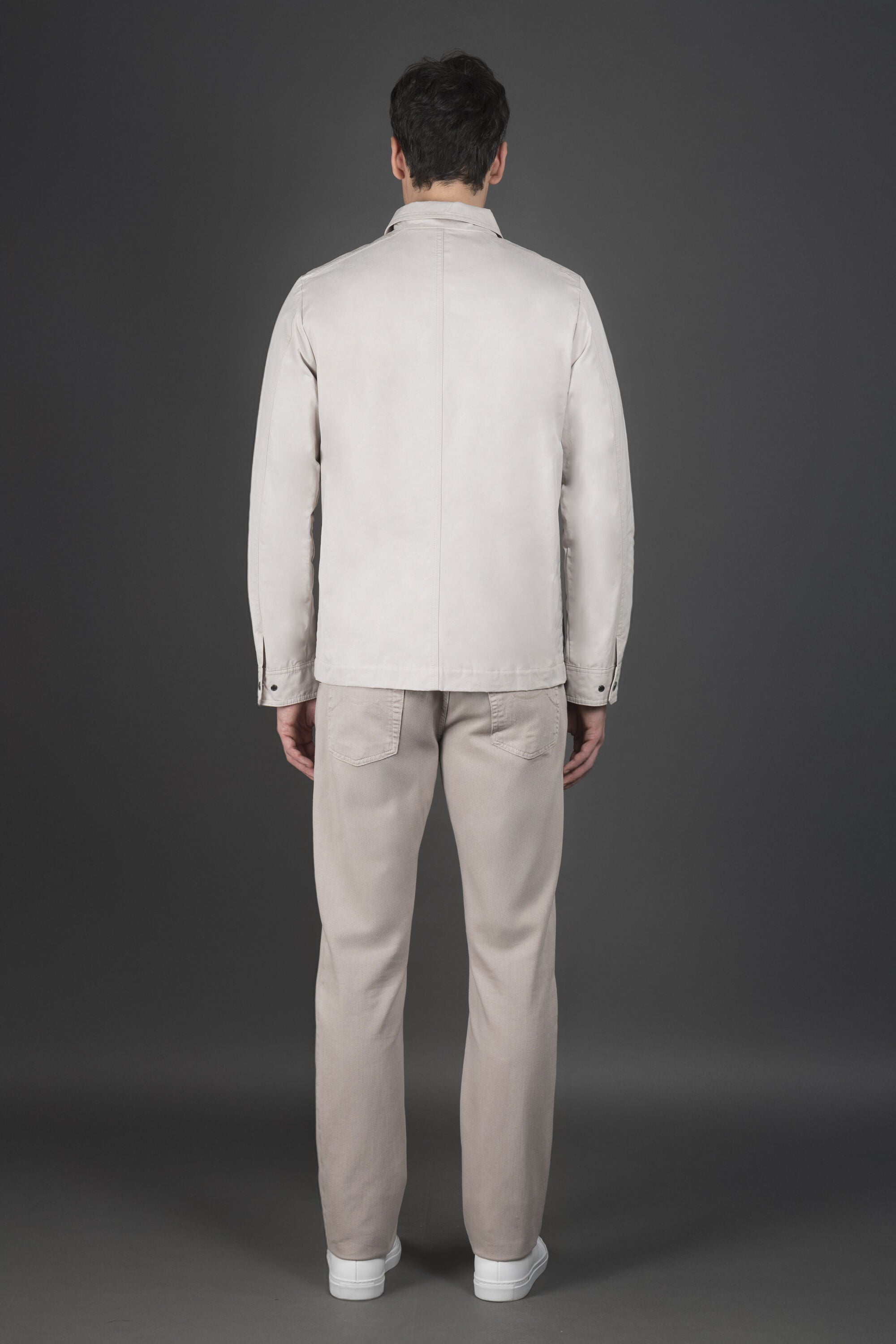 MOORER MEN'S IVORY BUTTON-UP TAILORED JACKET
