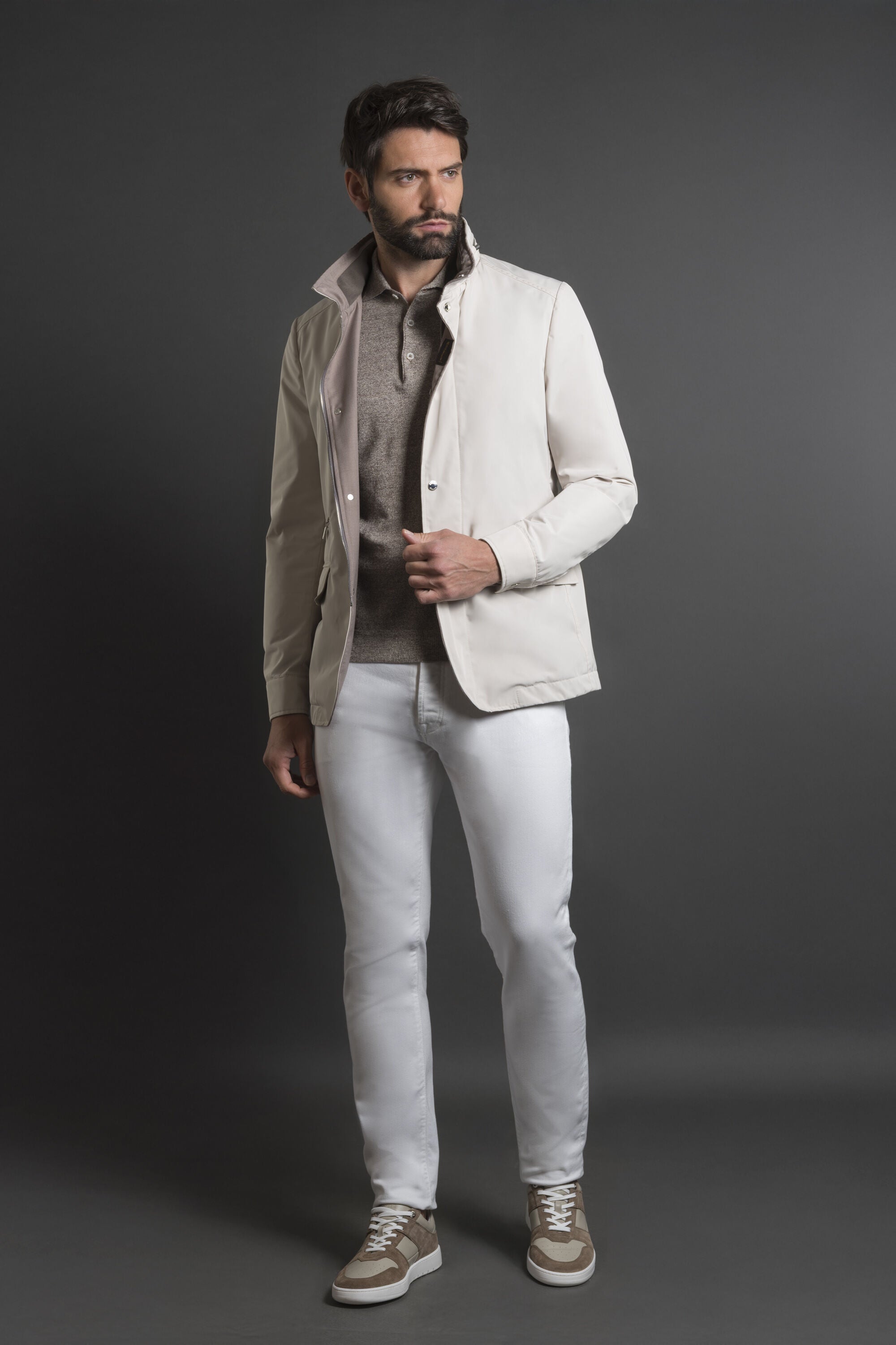 MOORER MEN'S IVORY CASUAL LIGHTWEIGHT JACKET