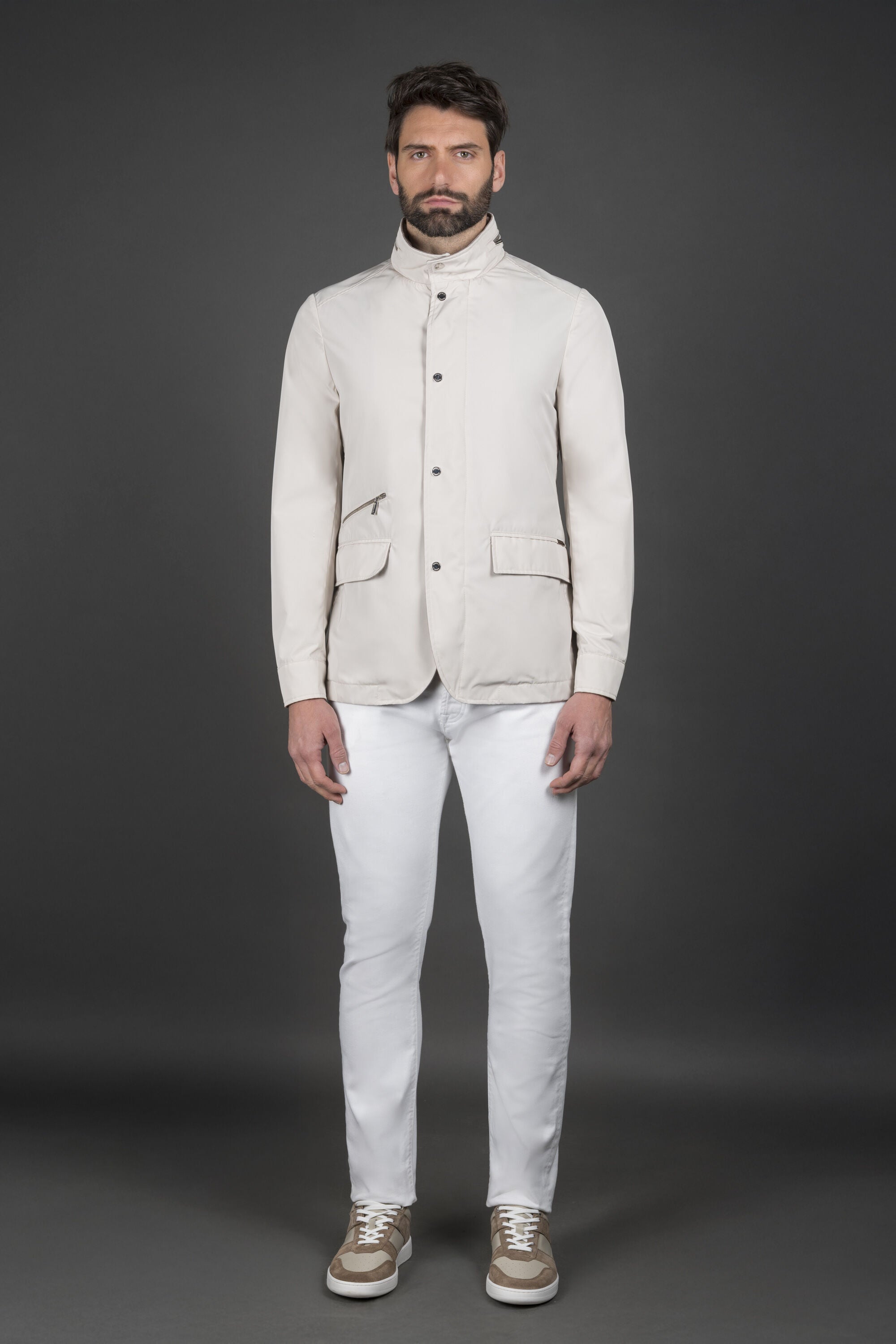 MOORER MEN'S IVORY CASUAL LIGHTWEIGHT JACKET