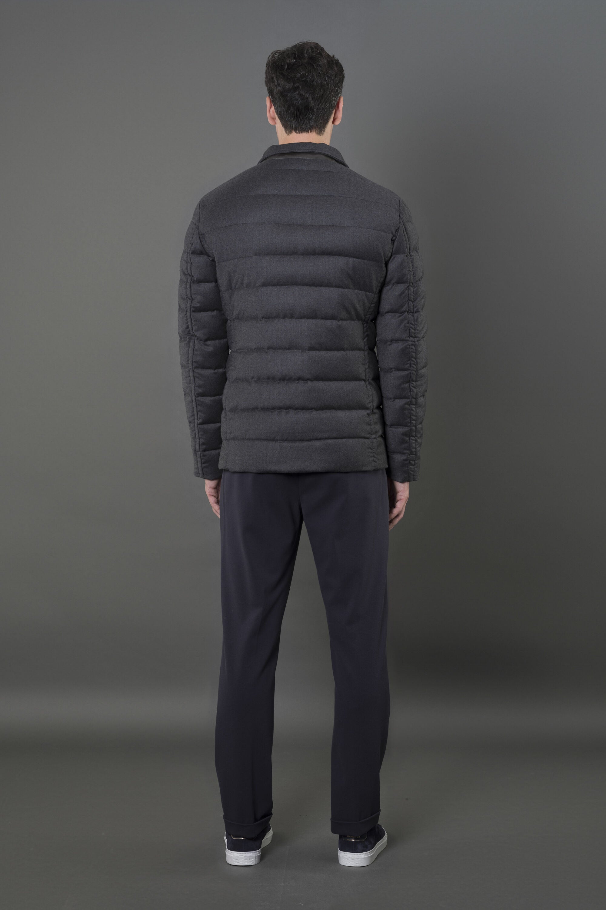 MOORER MEN'S ANTHRACITE QUILTED BUTTONED JACKET