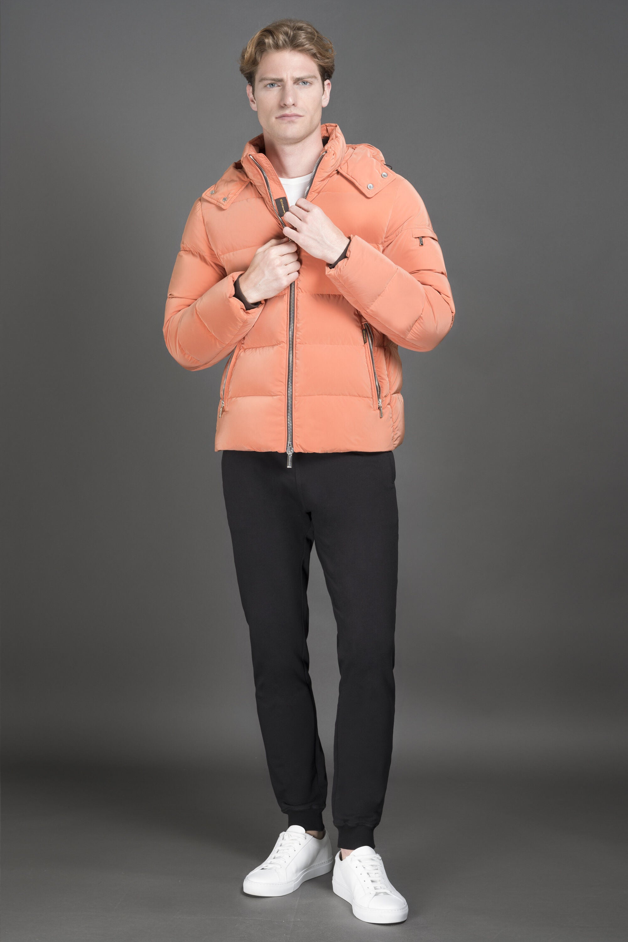 MOORER MEN'S LIGHT ORANGE PUFFER JACKET