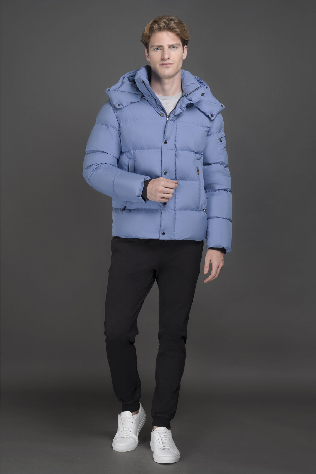 MOORER MEN'S SKY BLUE QUILTED PUFFER JACKET