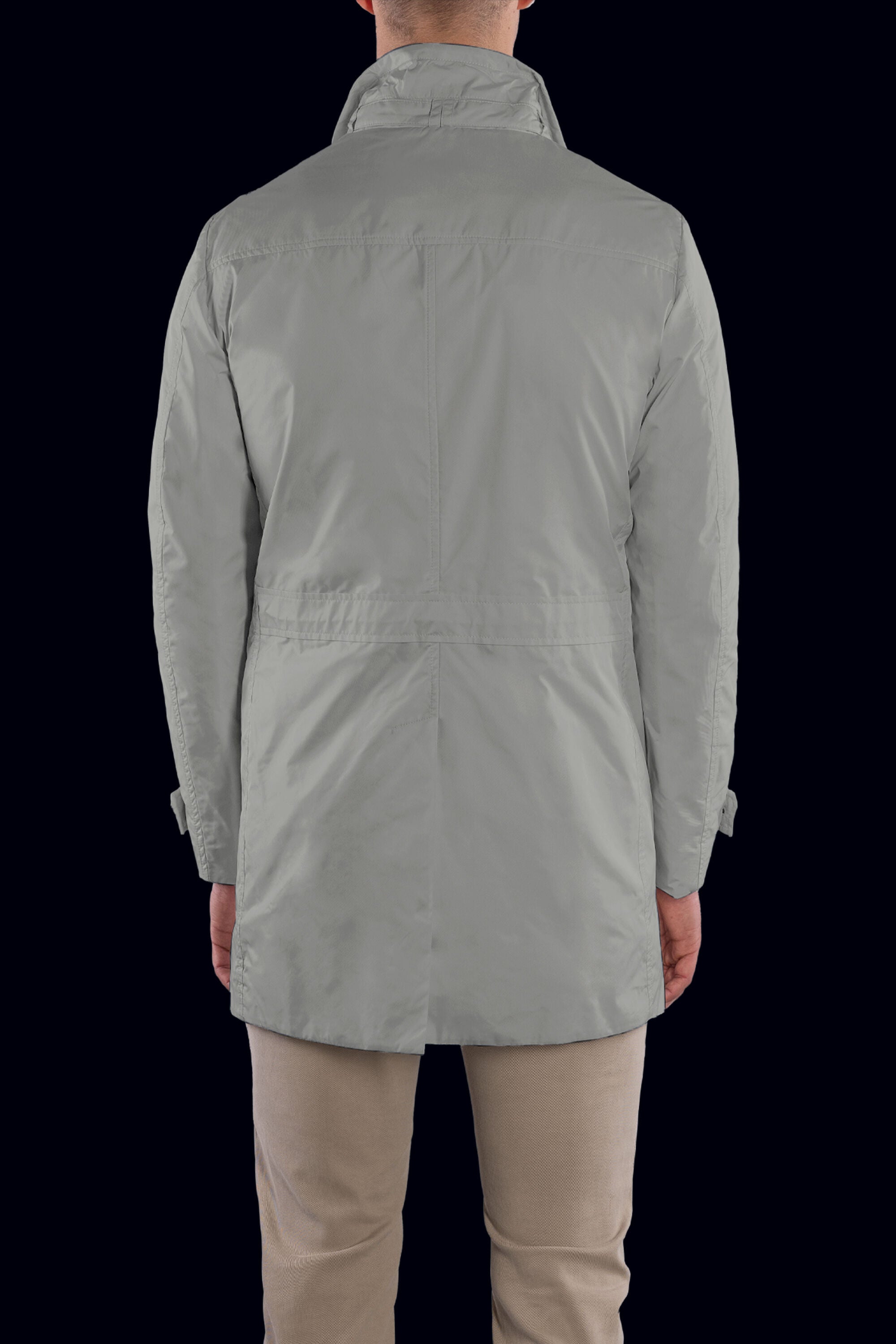 MOORER MEN'S LIGHT GREY DOUBLE-BREASTED TRENCH COAT