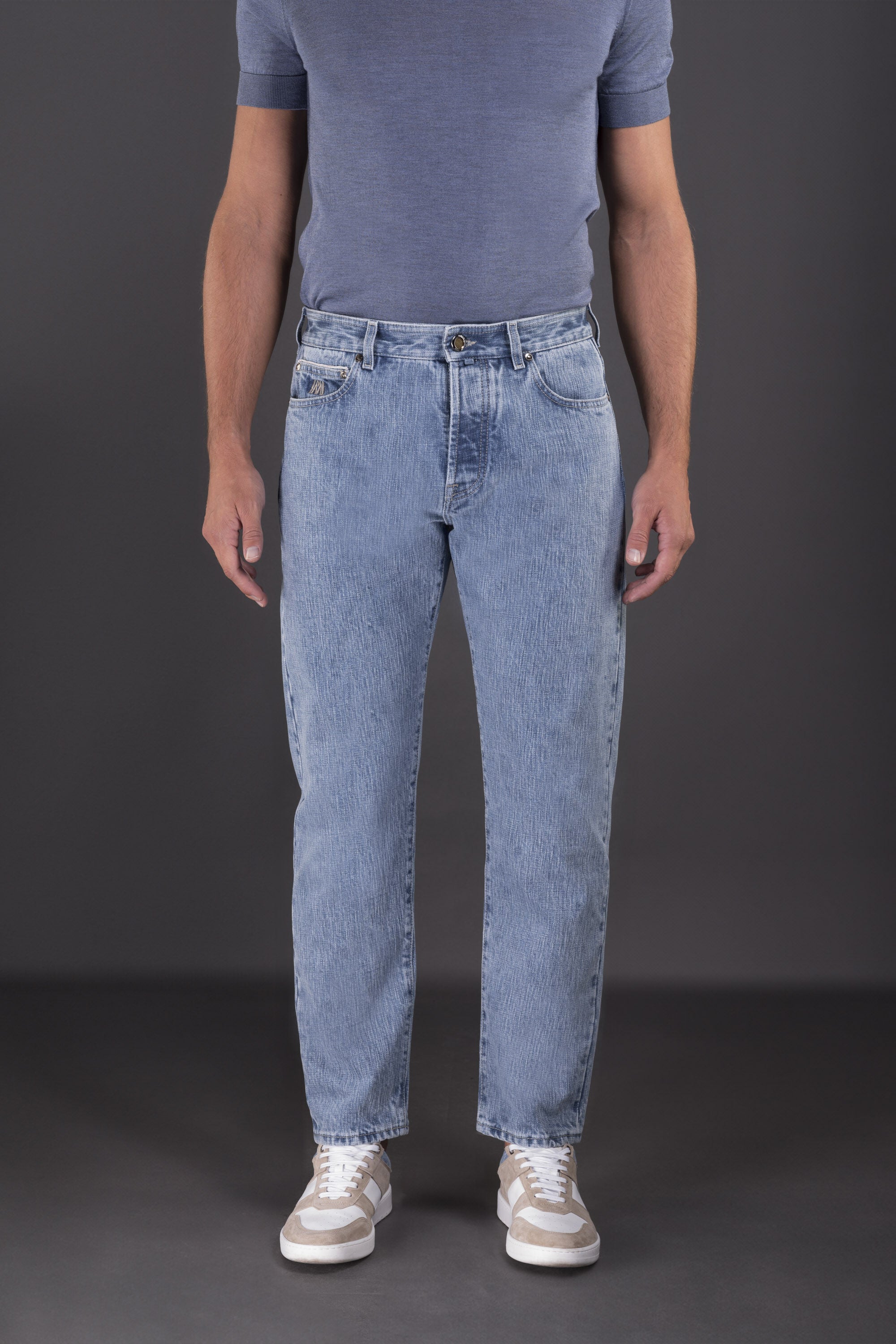 MOORER MEN'S LIGHT BLUE RELAXED TROUSERS