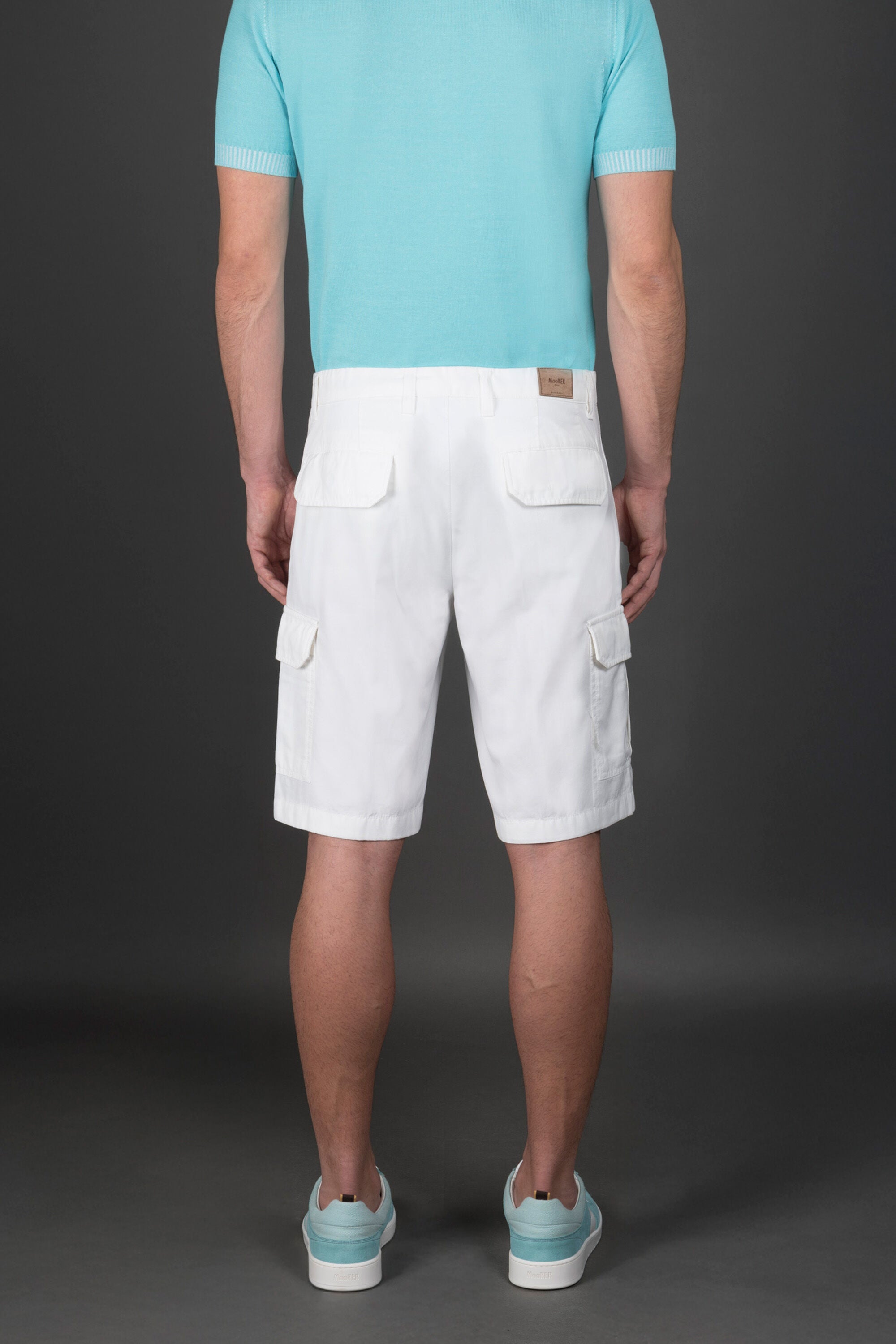 MOORER MEN'S WHITE CARGO STYLE SHORTS