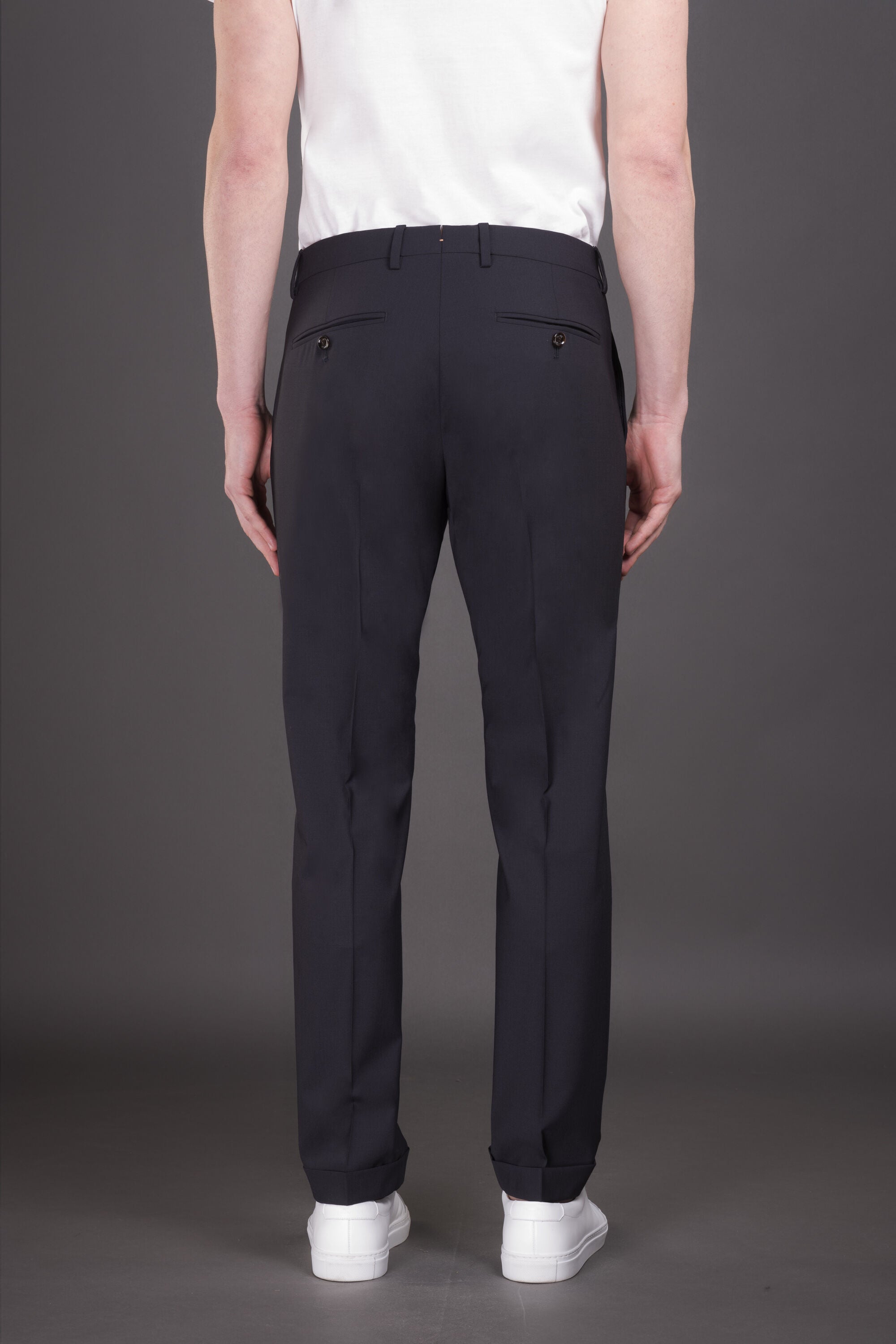MOORER MEN'S DARK BLUE TAILORED TROUSERS
