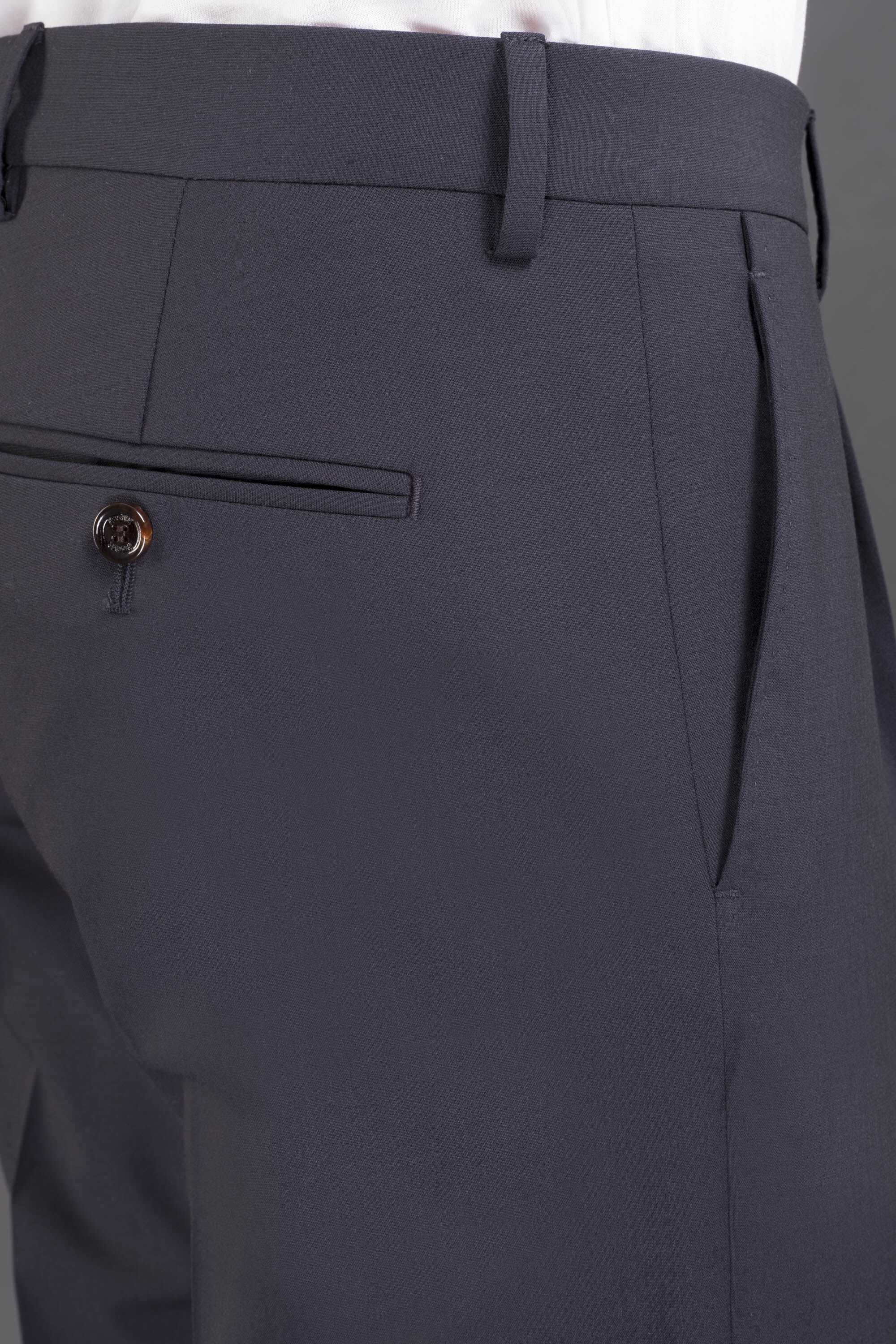 MOORER MEN'S DARK BLUE TAILORED TROUSERS