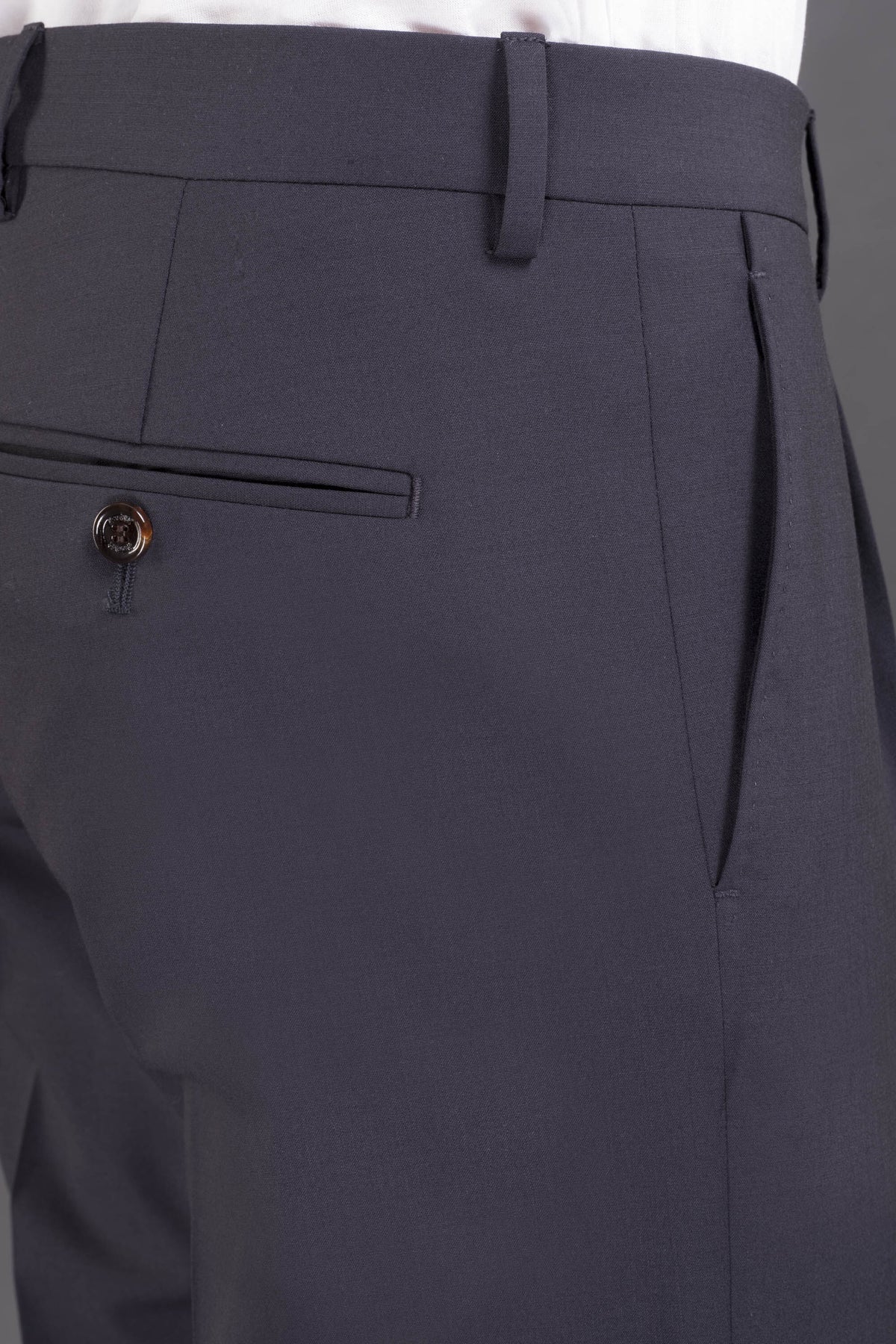 MOORER MEN'S DARK BLUE TAILORED TROUSERS