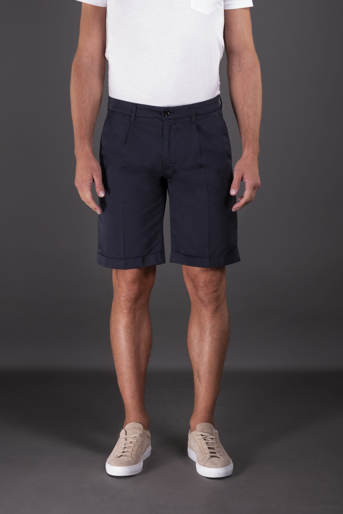 MOORER MEN'S NAVY TAILORED SHORTS