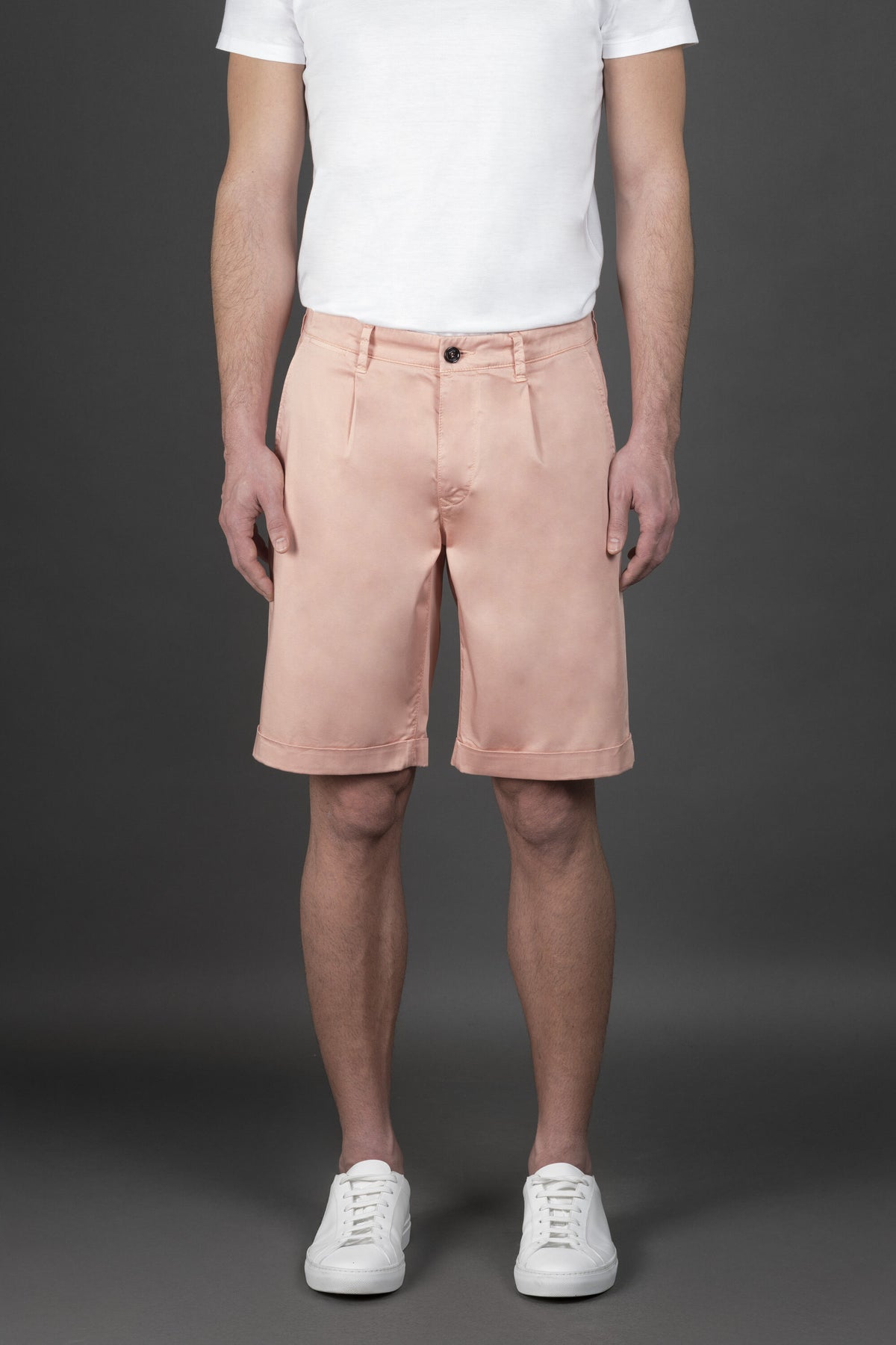 MOORER MEN'S LIGHT PINK TAILORED SHORTS