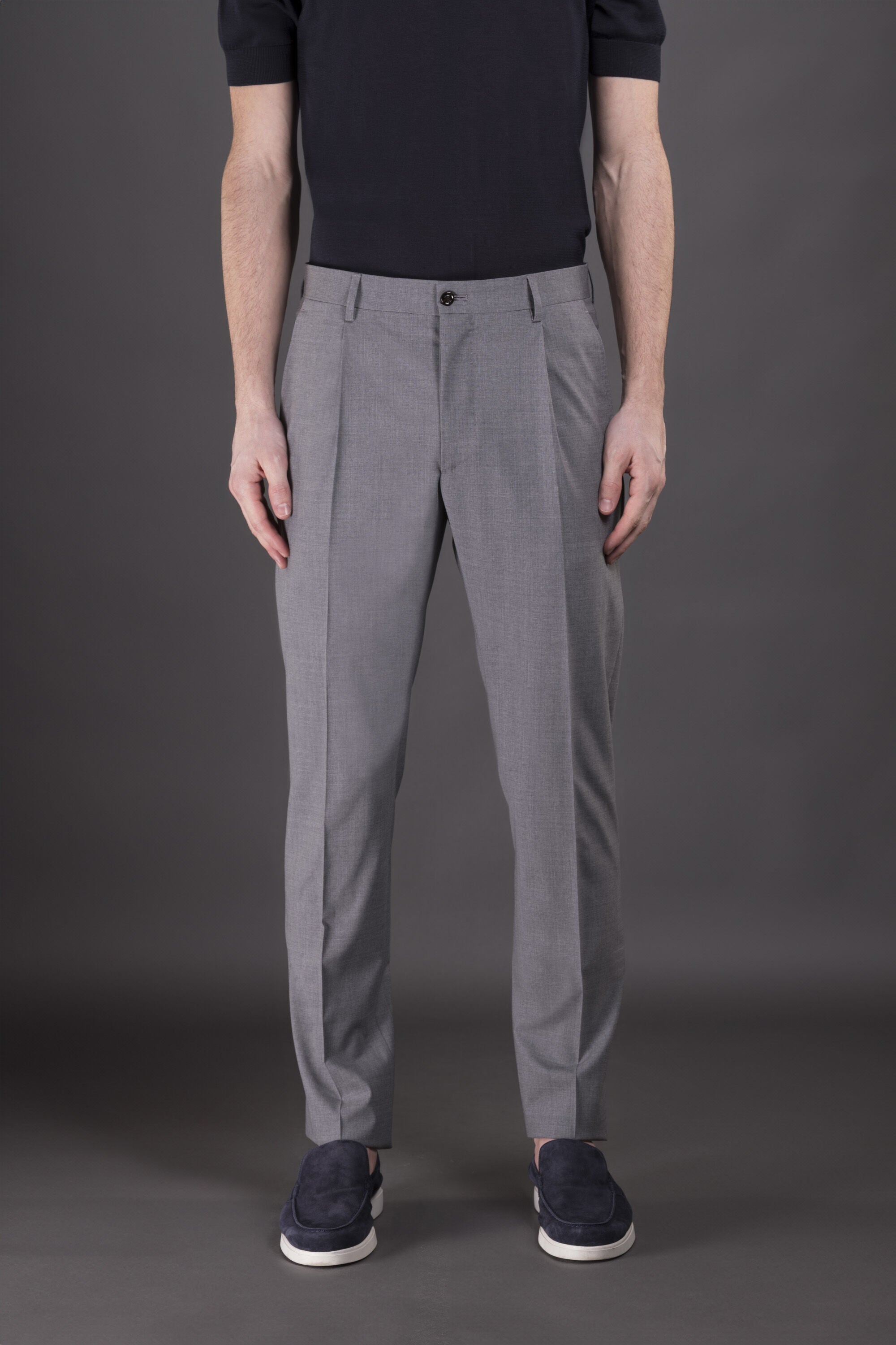 MOORER MEN'S LIGHT GREY TAILORED TROUSERS