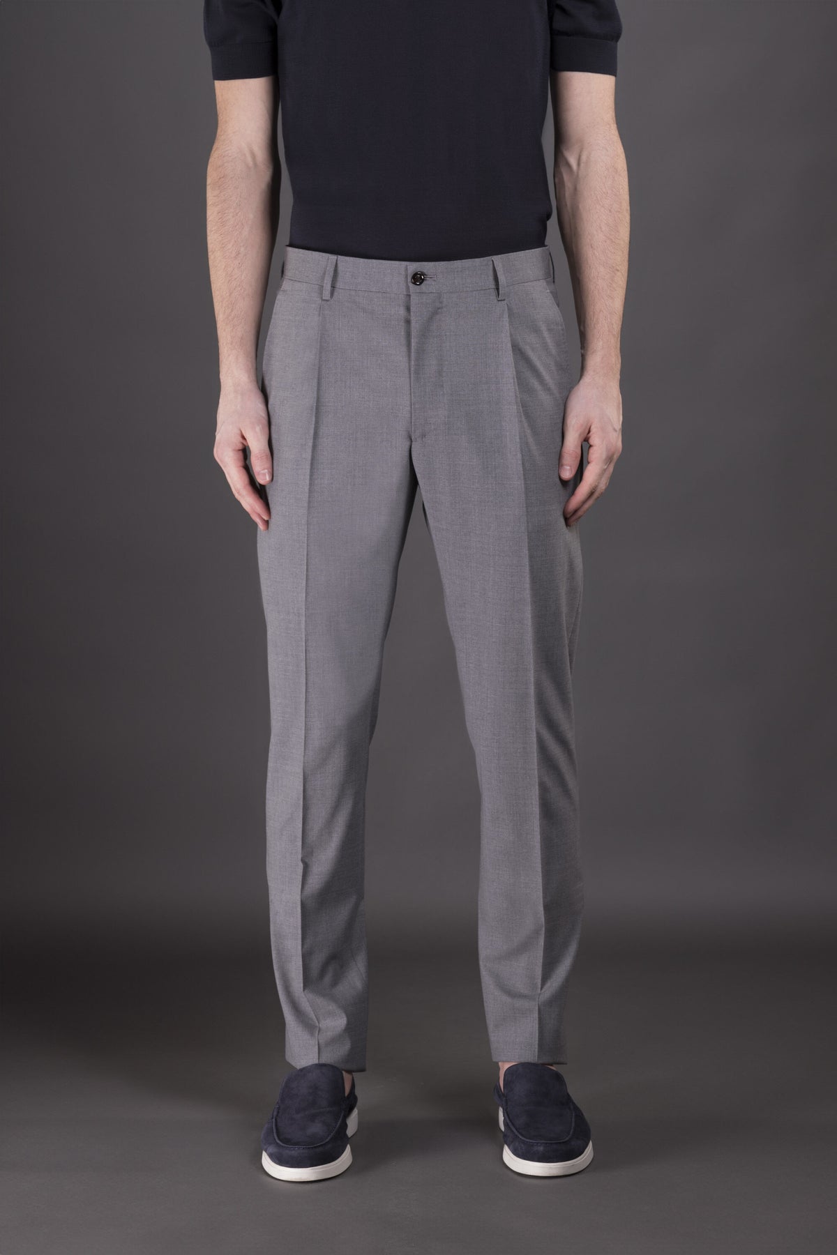 MOORER MEN'S LIGHT GREY TAILORED TROUSERS