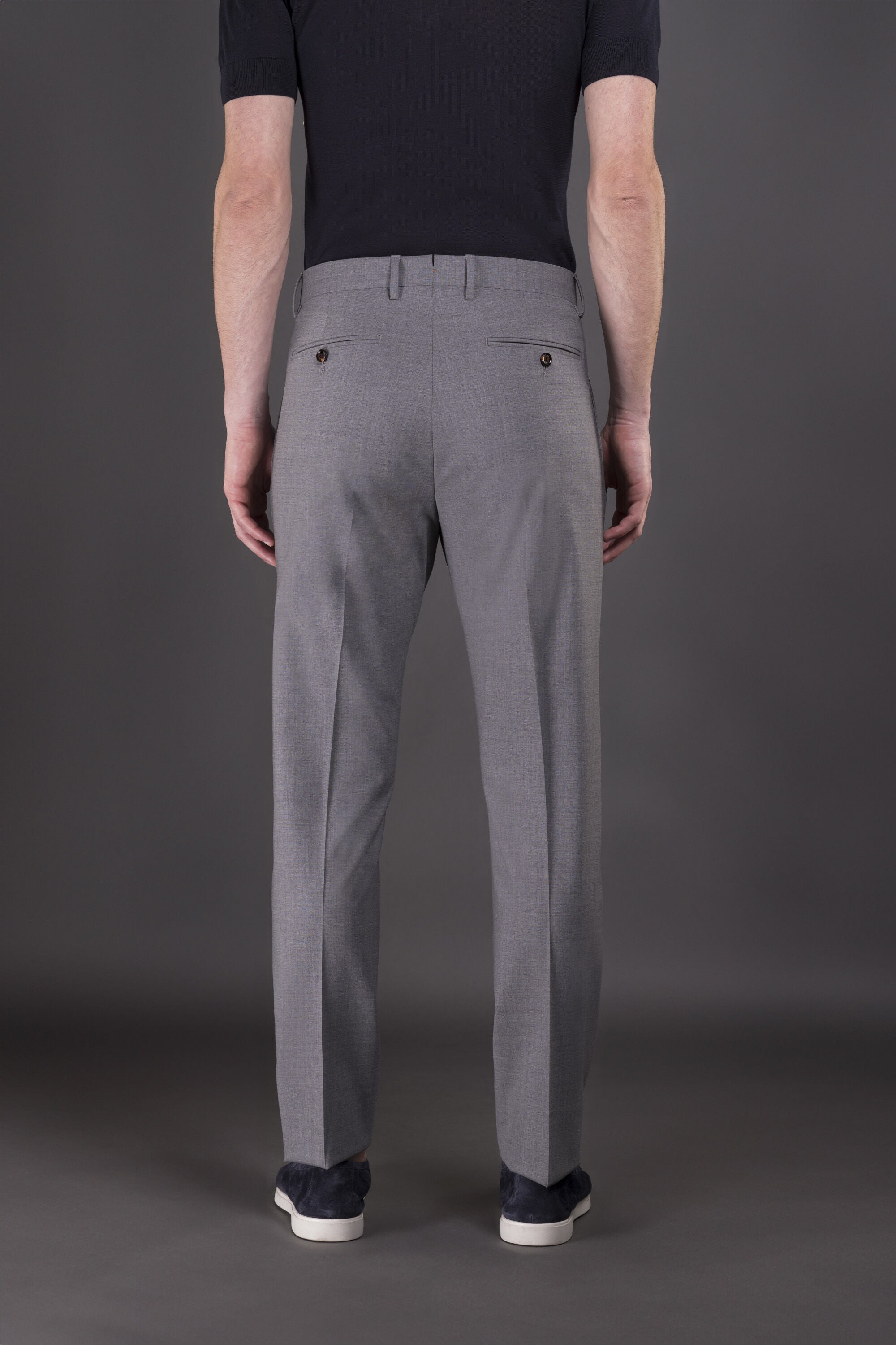 MOORER MEN'S LIGHT GREY TAILORED TROUSERS