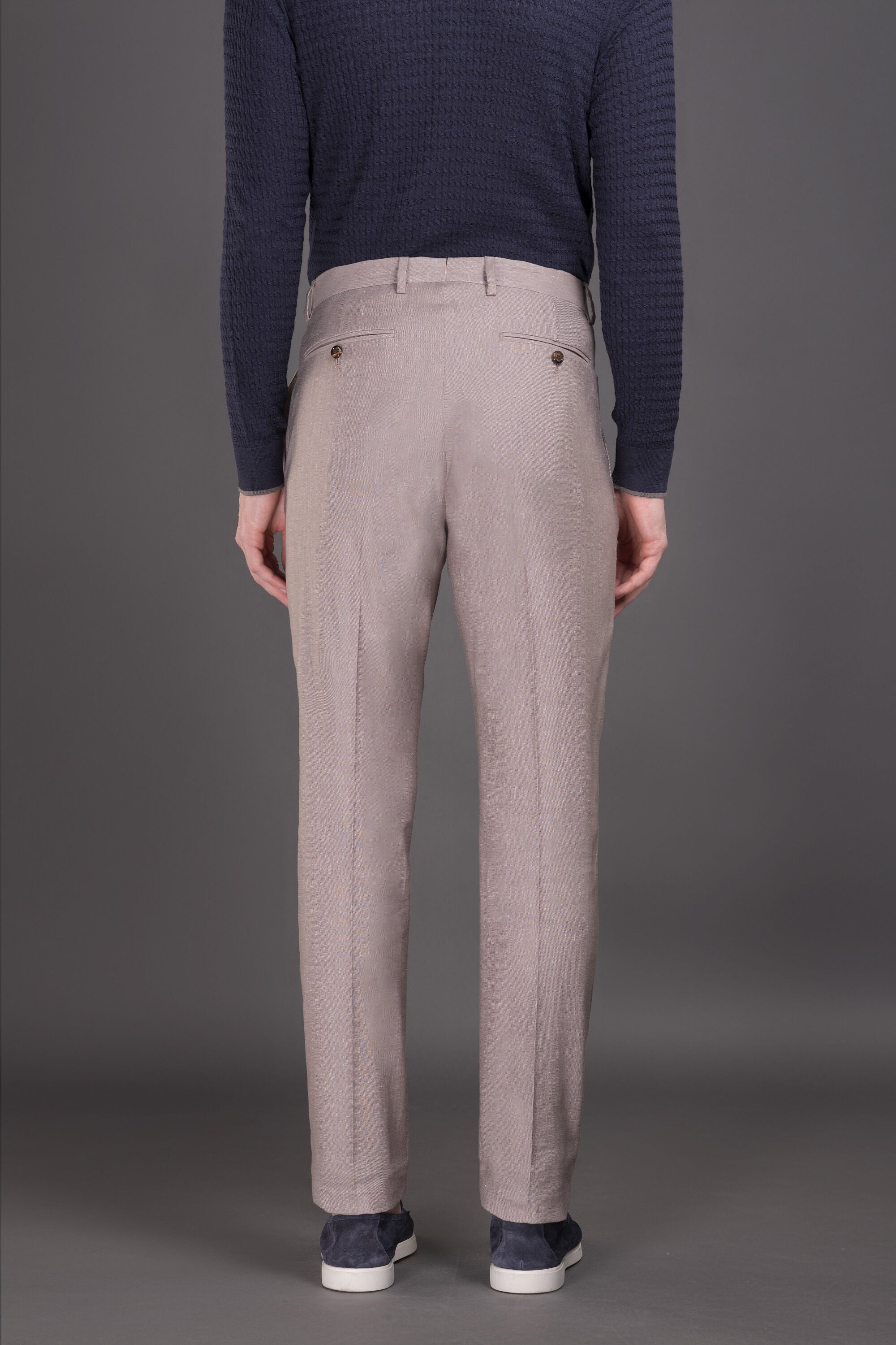MOORER MEN'S LIGHT BEIGE TAILORED TROUSERS