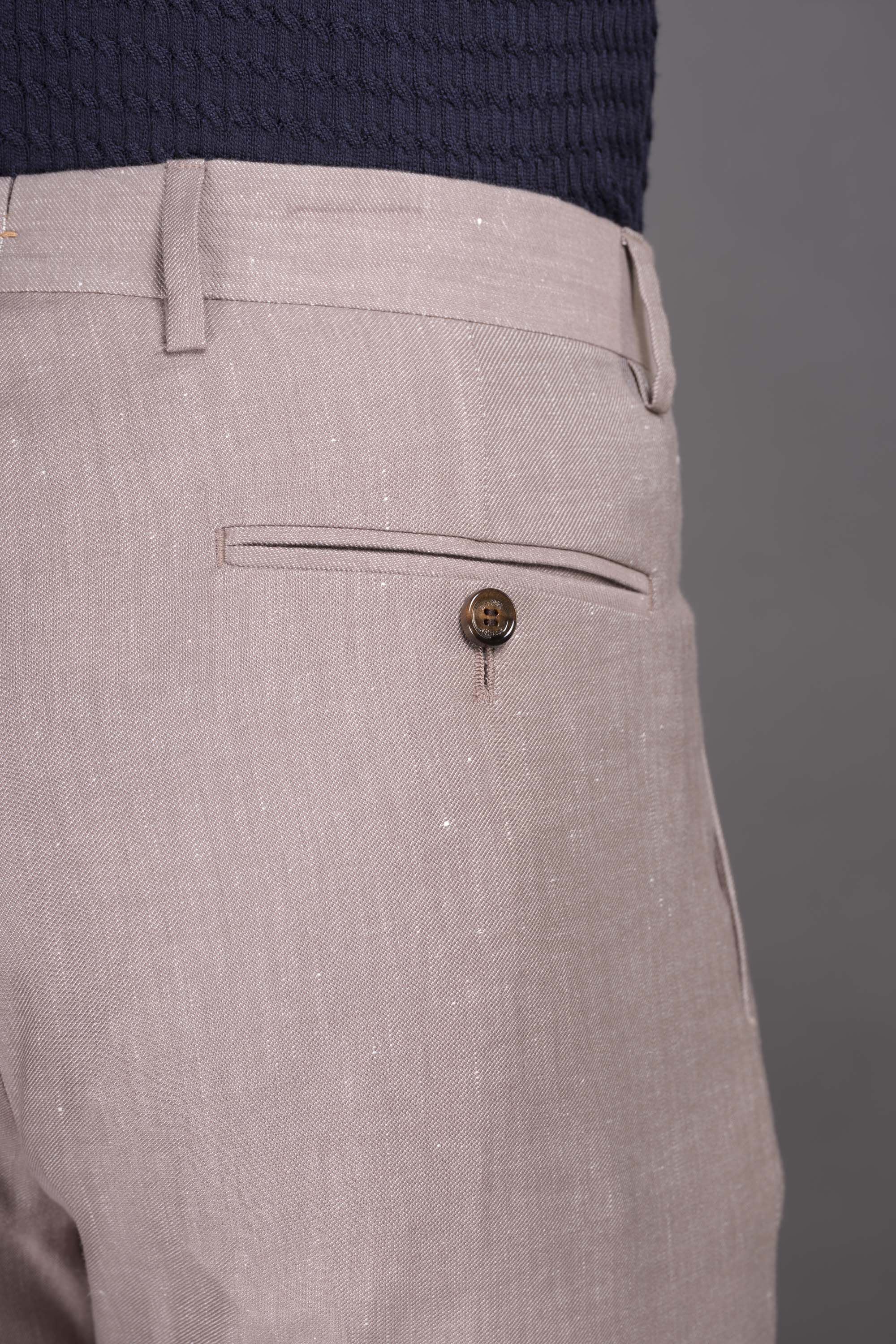 MOORER MEN'S LIGHT BEIGE TAILORED TROUSERS