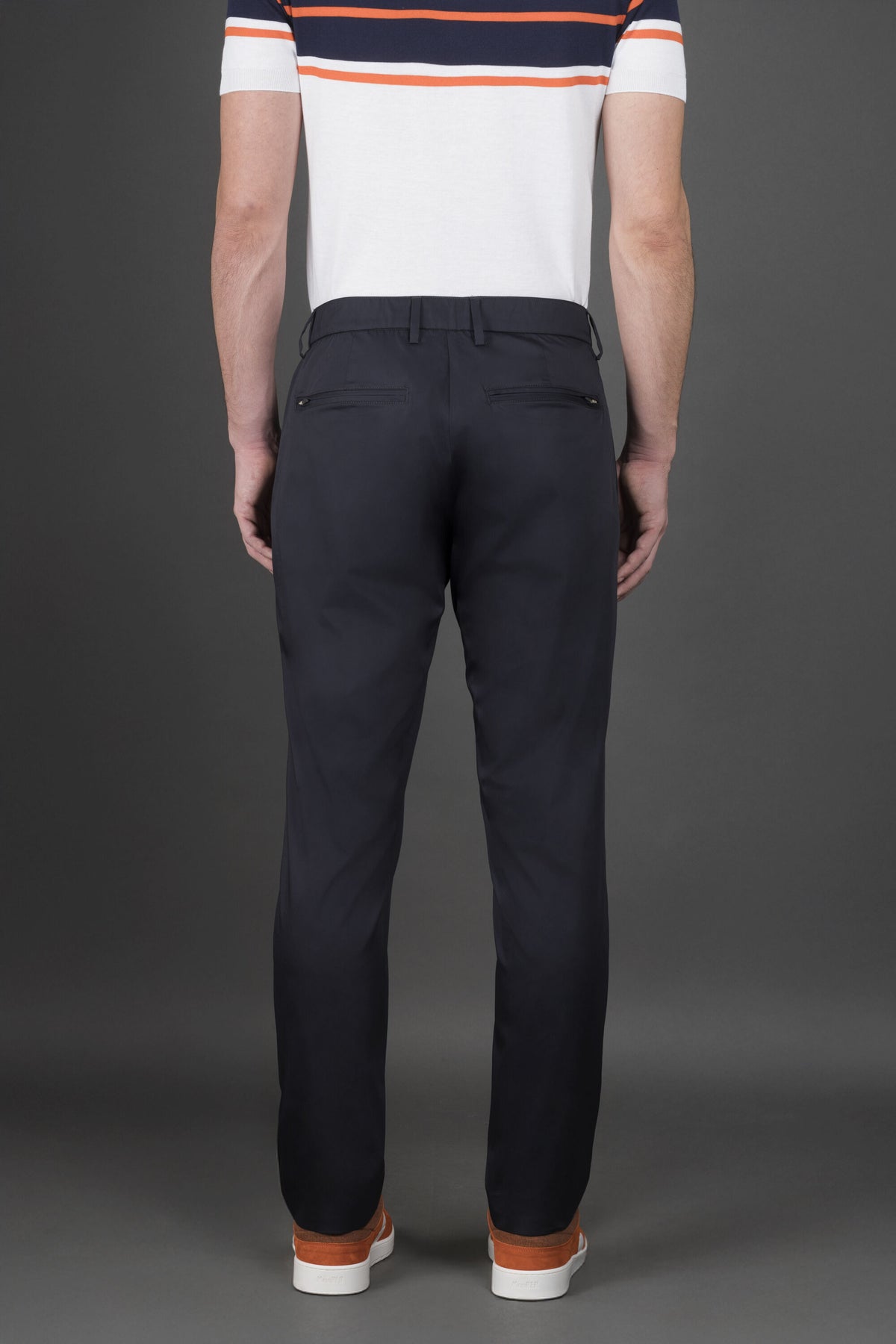 MOORER MEN'S DARK BLUE TAILORED TROUSERS