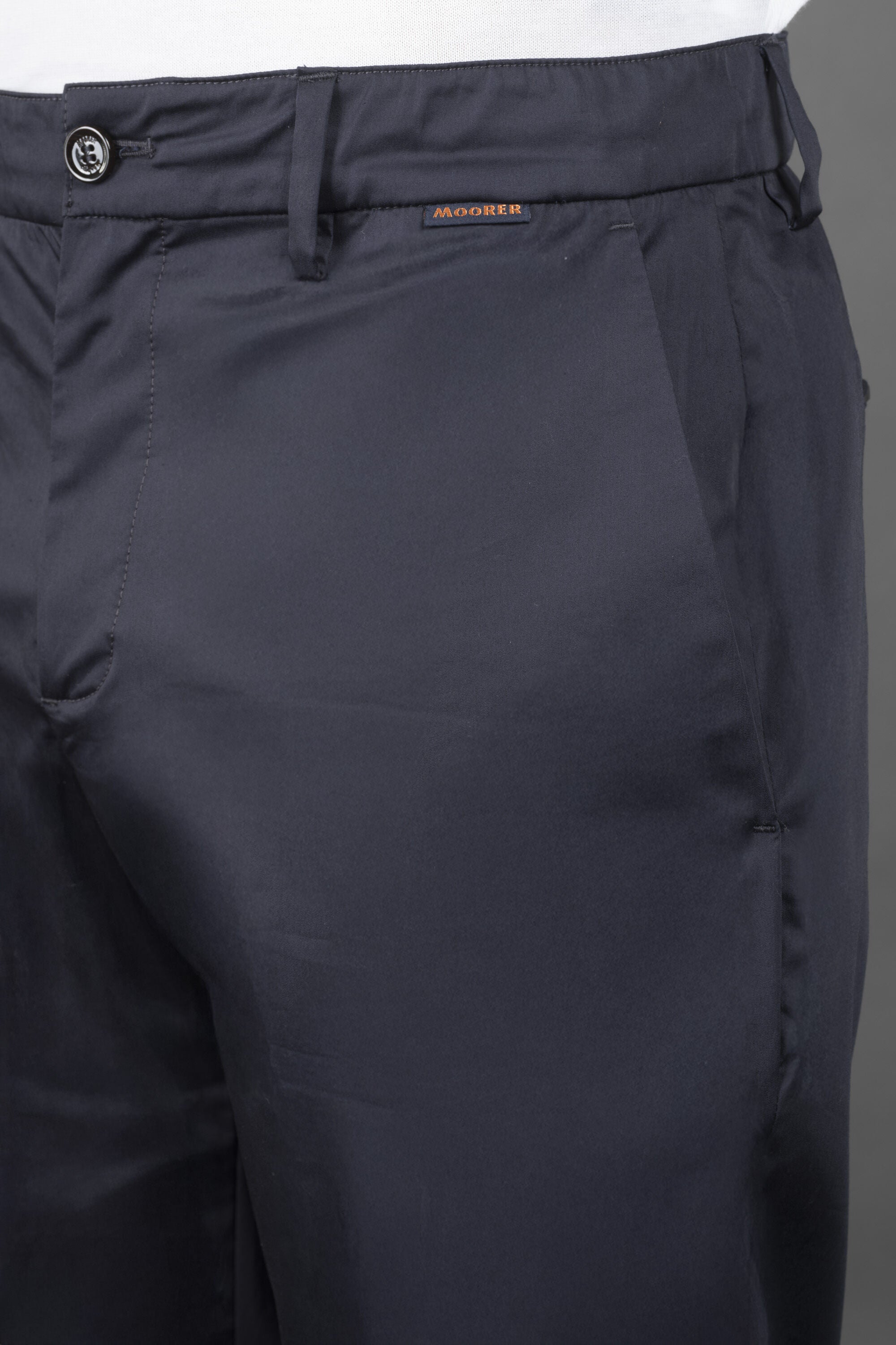 MOORER MEN'S DARK BLUE TAILORED TROUSERS
