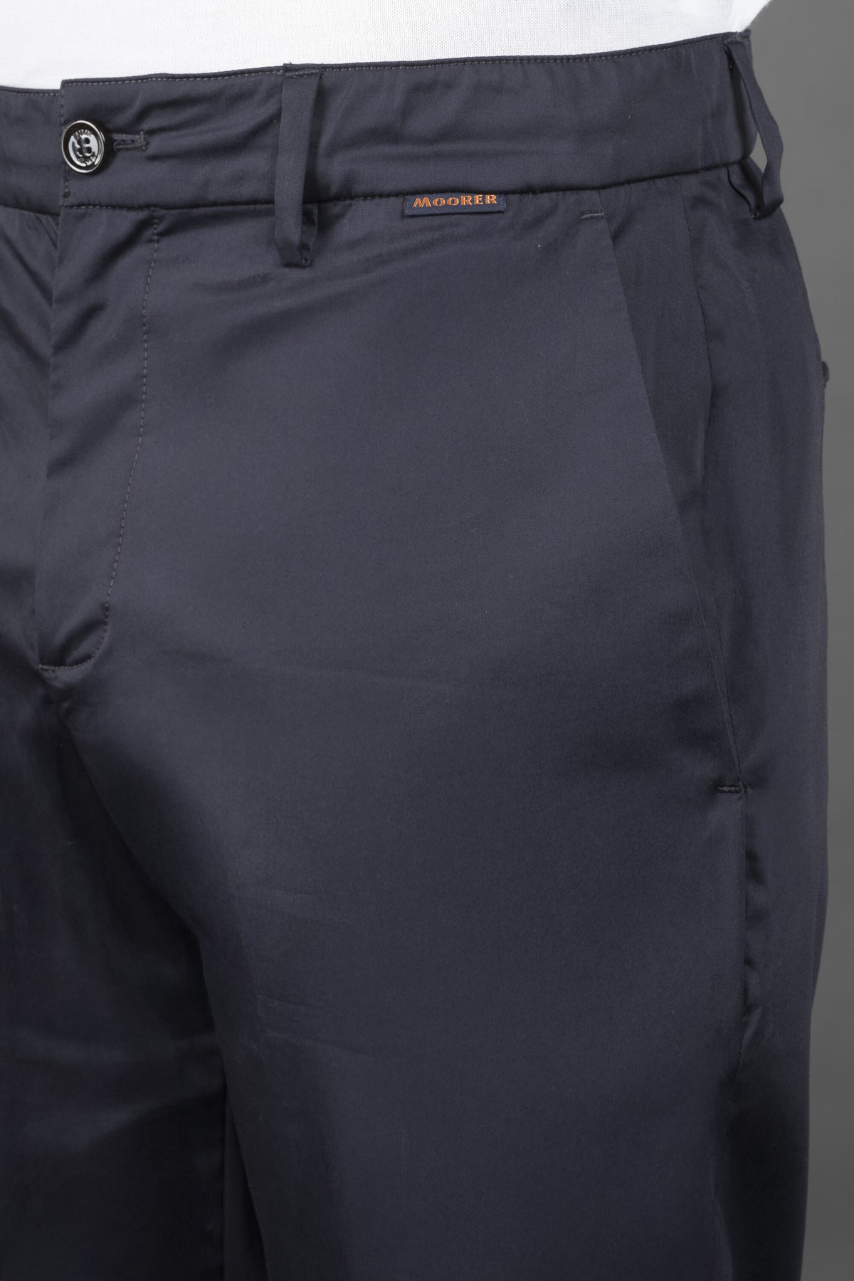MOORER MEN'S DARK BLUE TAILORED TROUSERS