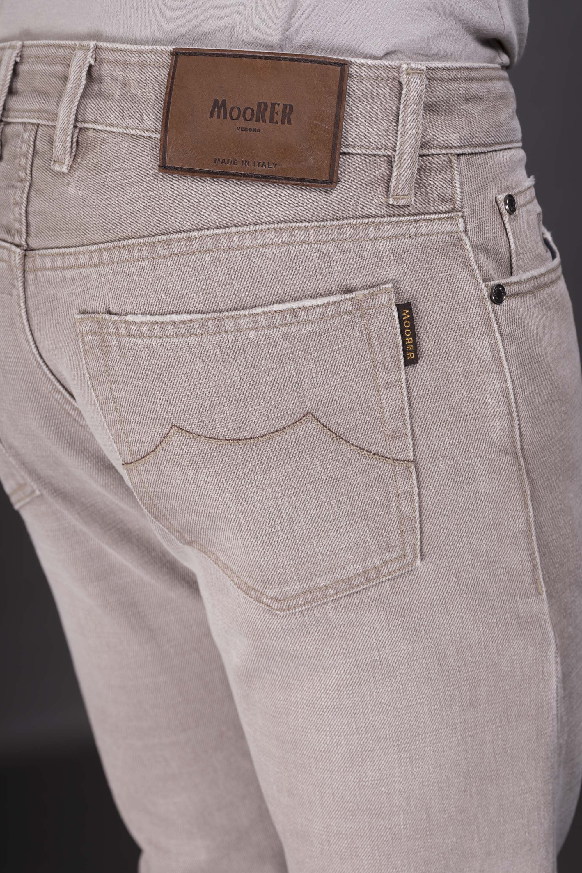MOORER MEN'S BEIGE TEXTURED STRAIGHT-LEG TROUSERS