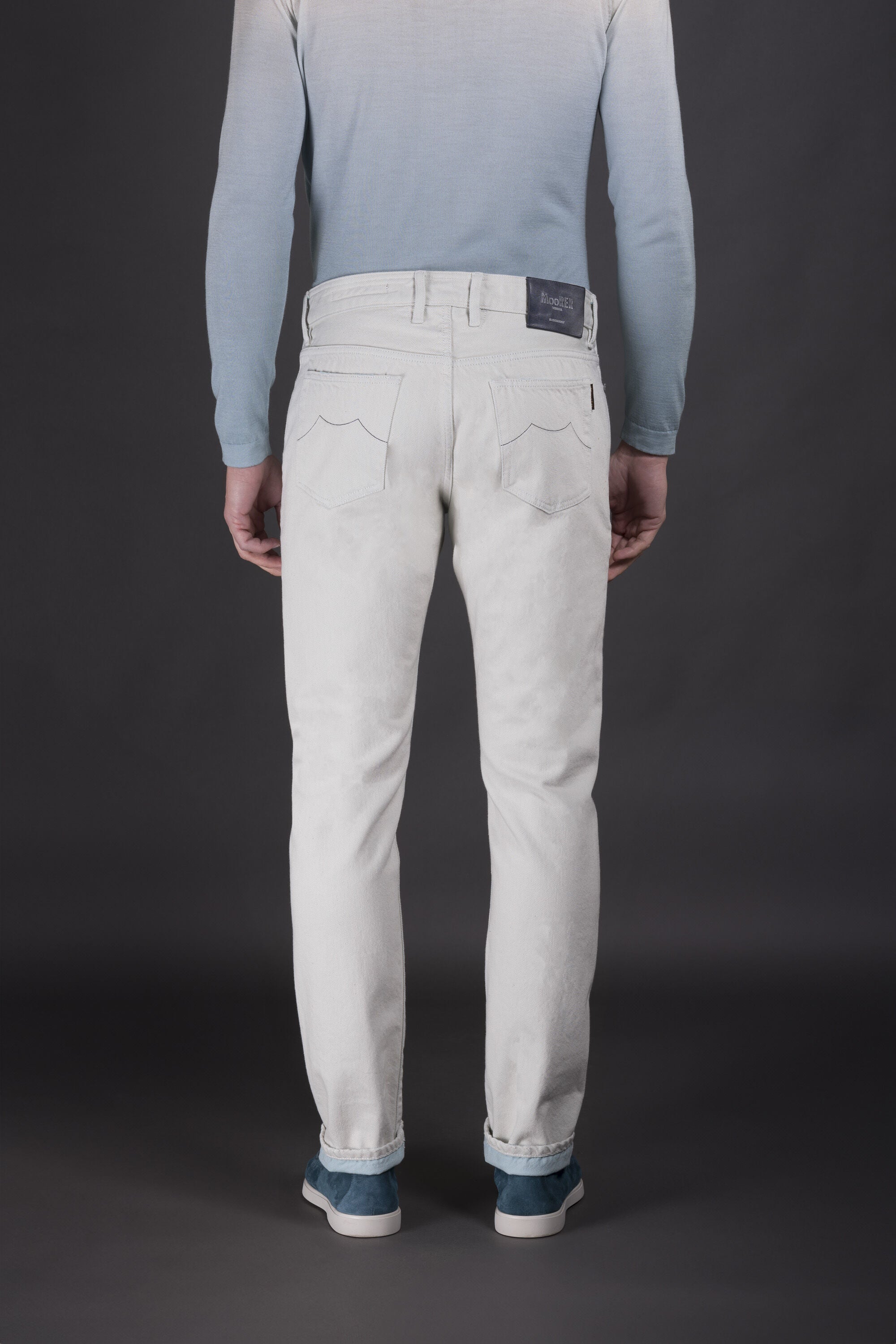 MOORER MEN'S SKY BLUE SLIM-FIT JEANS