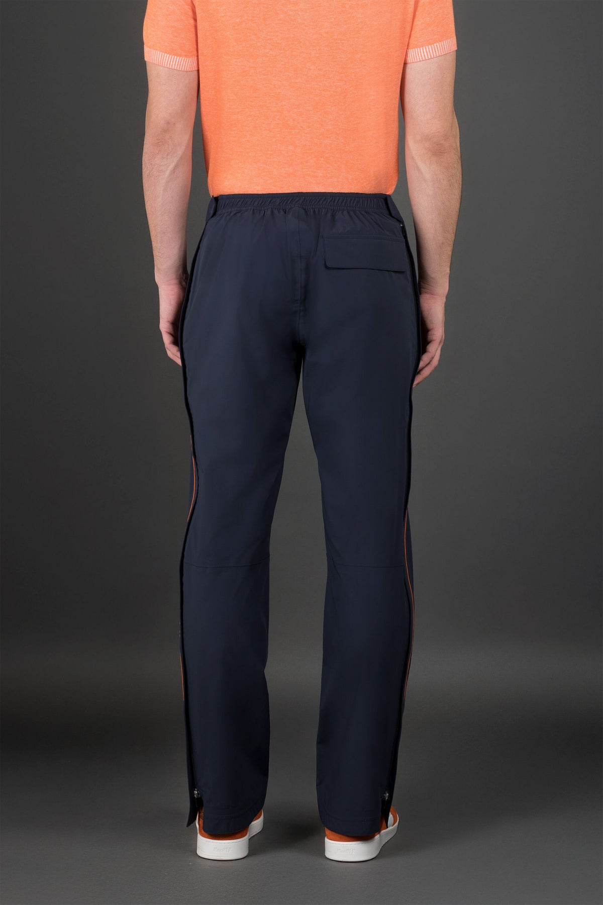 MOORER MEN'S NAVY TAILORED STRAIGHT TROUSERS